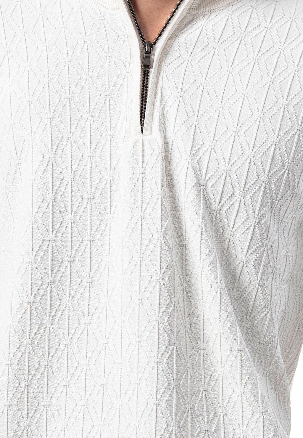 BP204 Men's Half-Zip Patterned Knit Sweater