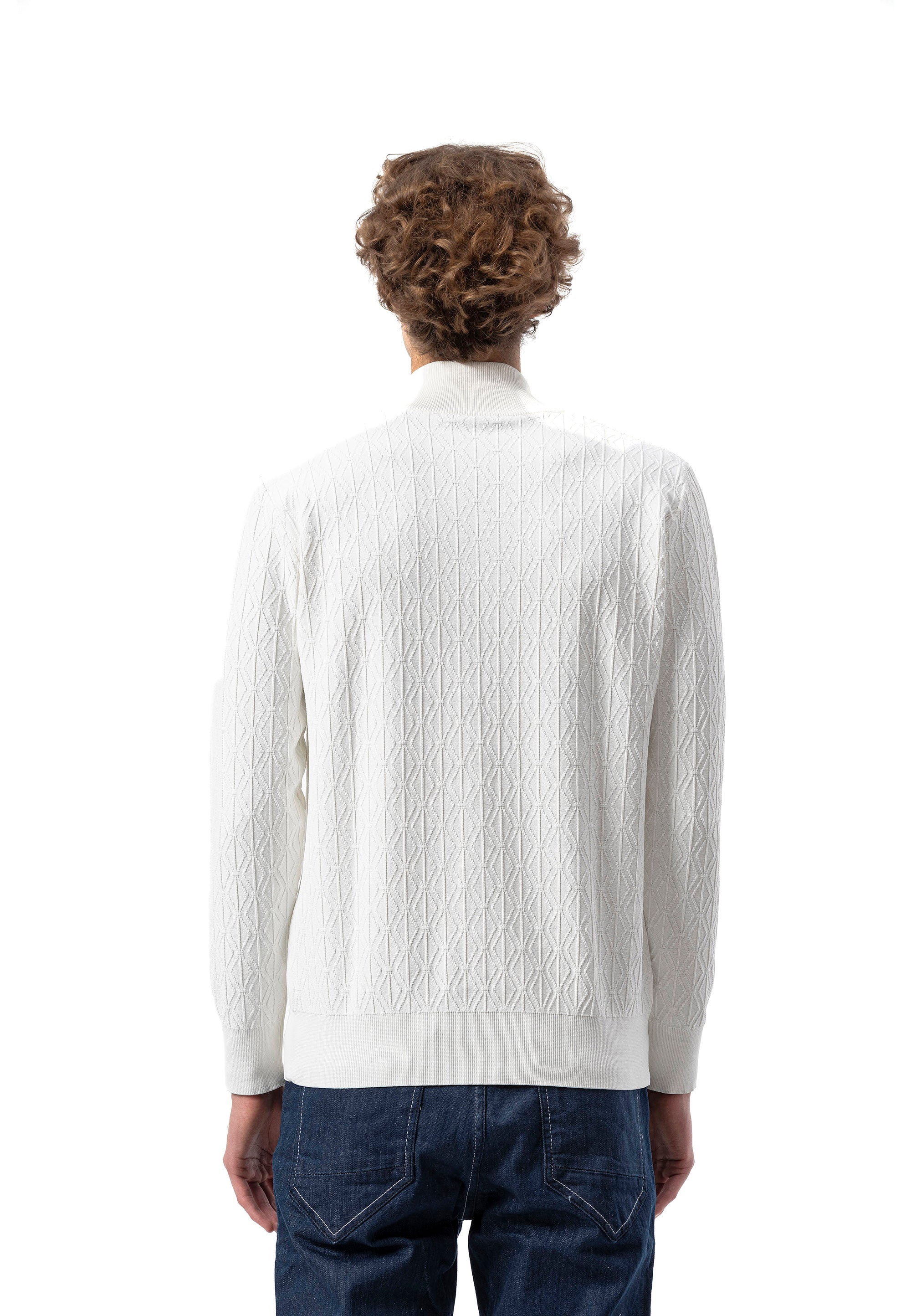 BP204 Men's Half-Zip Patterned Knit Sweater