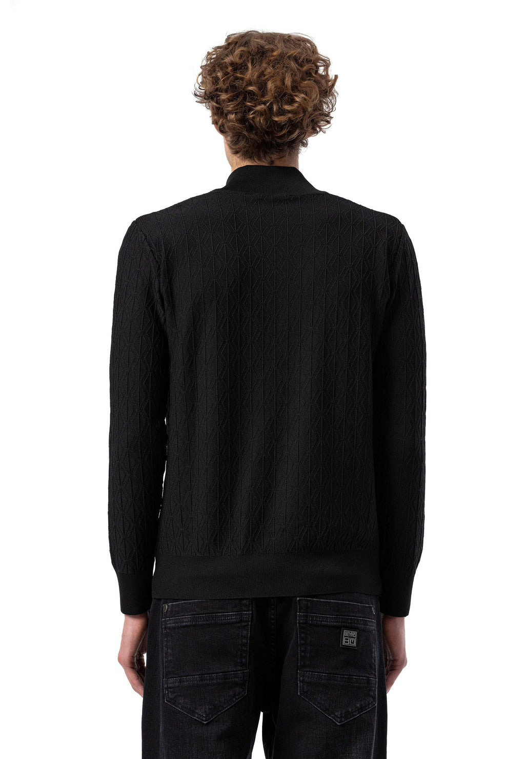 BP204 Men's Half-Zip Patterned Knit Sweater