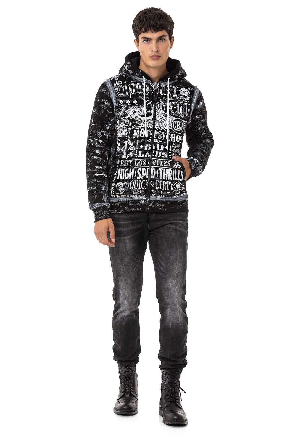 CL544 Men's Zip Hooded Sweatshirt – Zip-Up Hoodie, Everyday Sport Relaxed Fit