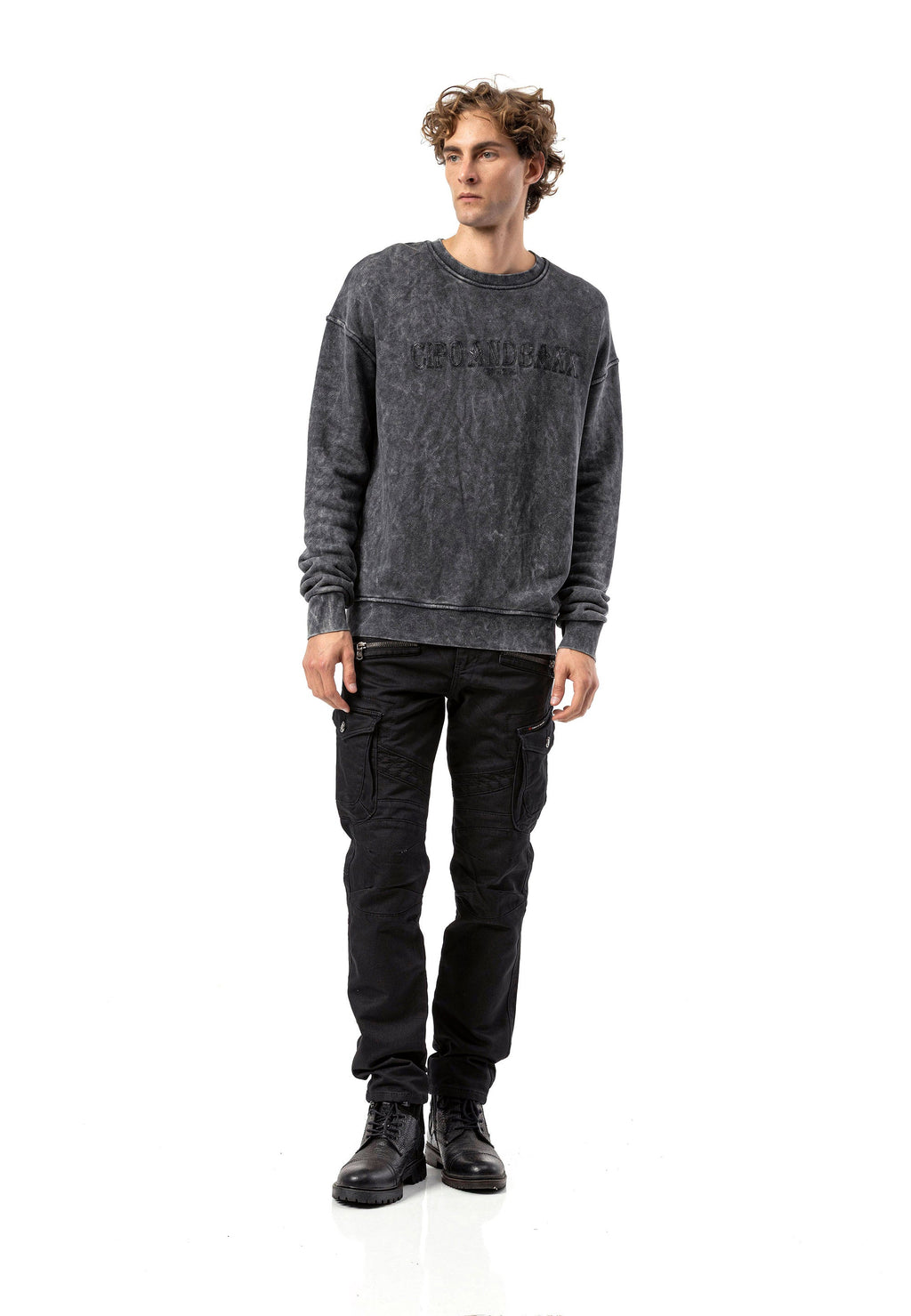 CL595 Men's Sweatshirt – Washed Look, Crew Neck