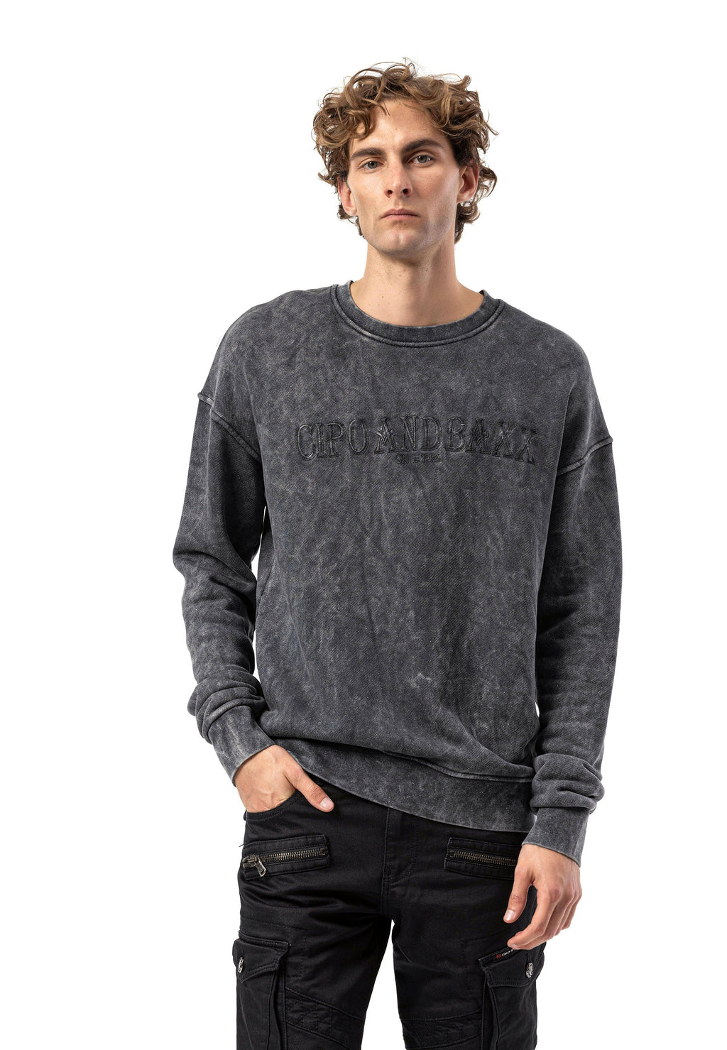 CL595 Men's Sweatshirt – Washed Look, Crew Neck