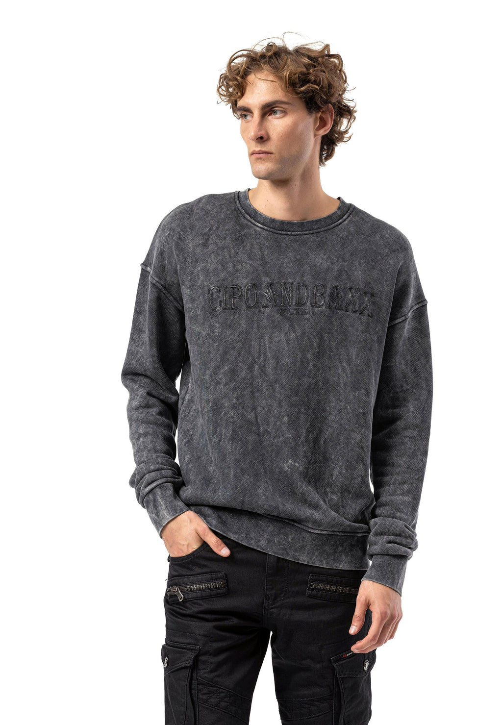 CL595 Men's Sweatshirt – Washed Look, Crew Neck