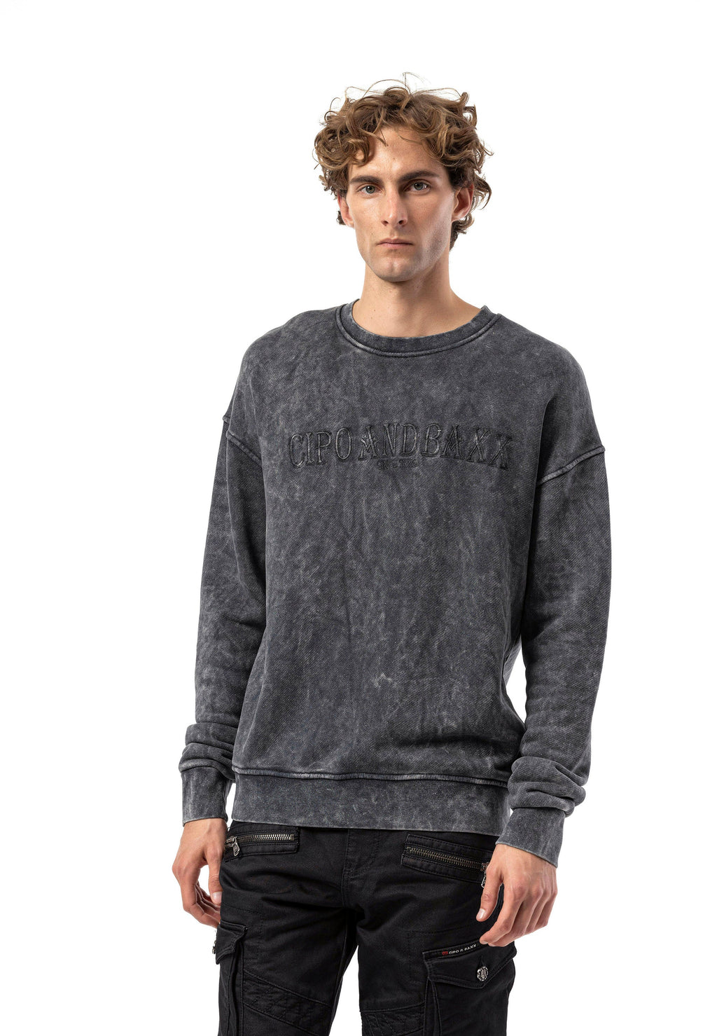 CL595 Men's Sweatshirt – Washed Look, Crew Neck