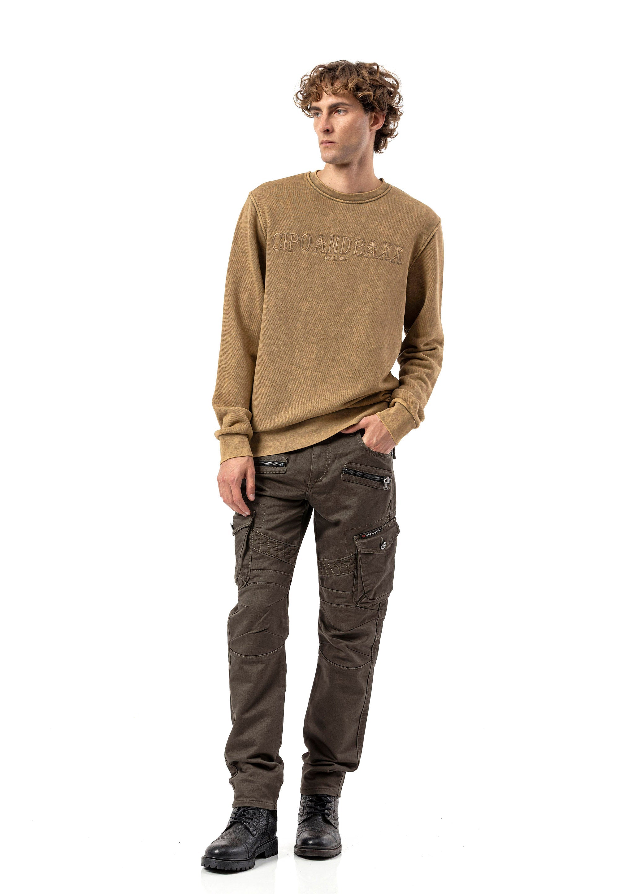 CL595 Men's Sweatshirt – Washed Look, Crew Neck