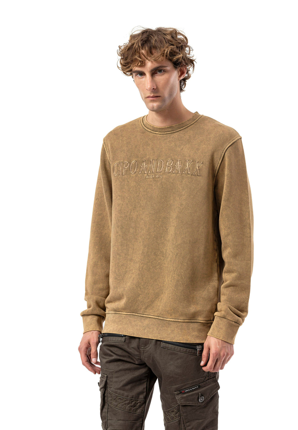 CL595 Men's Sweatshirt – Washed Look, Crew Neck
