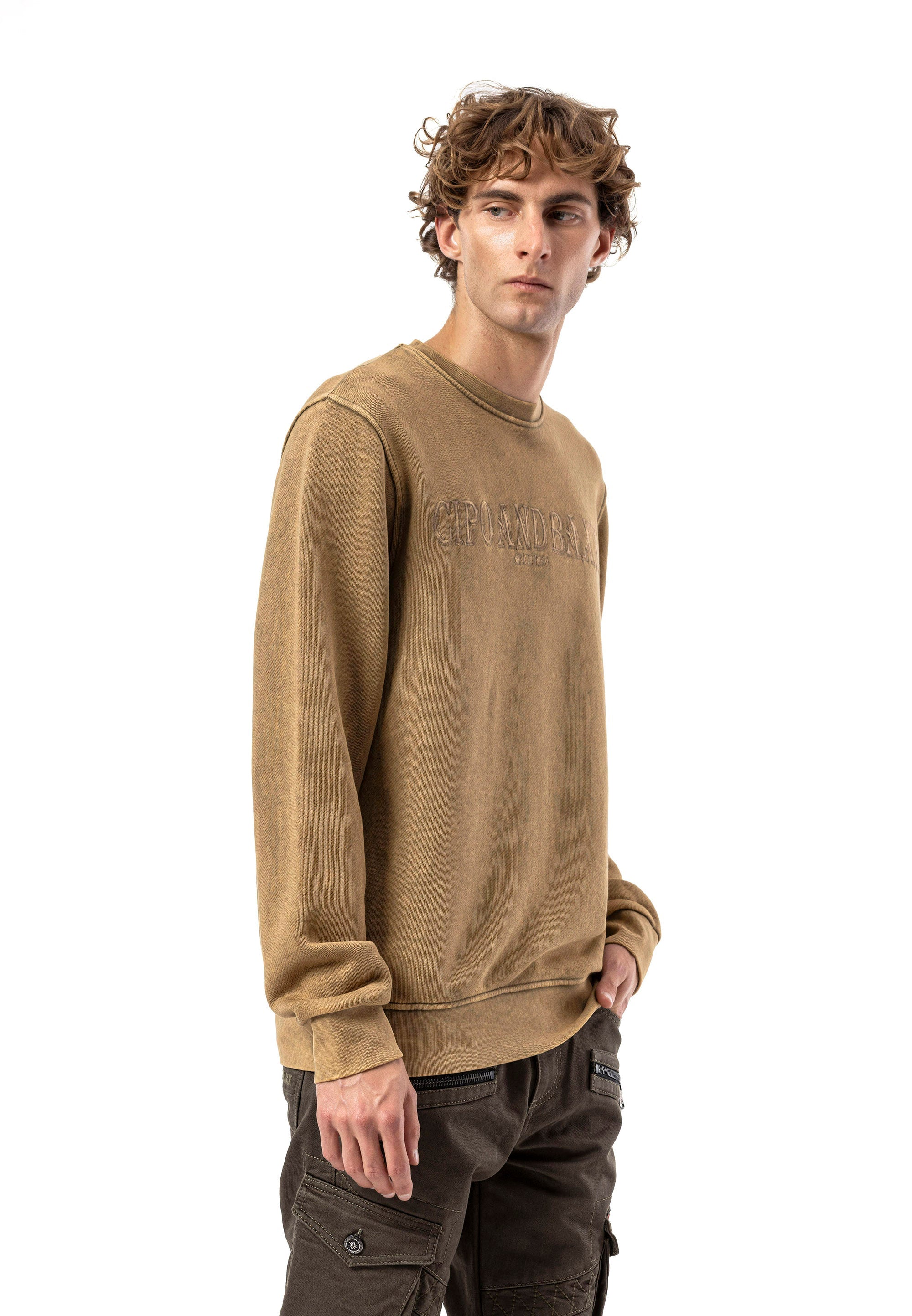 CL595 Men's Sweatshirt – Washed Look, Crew Neck