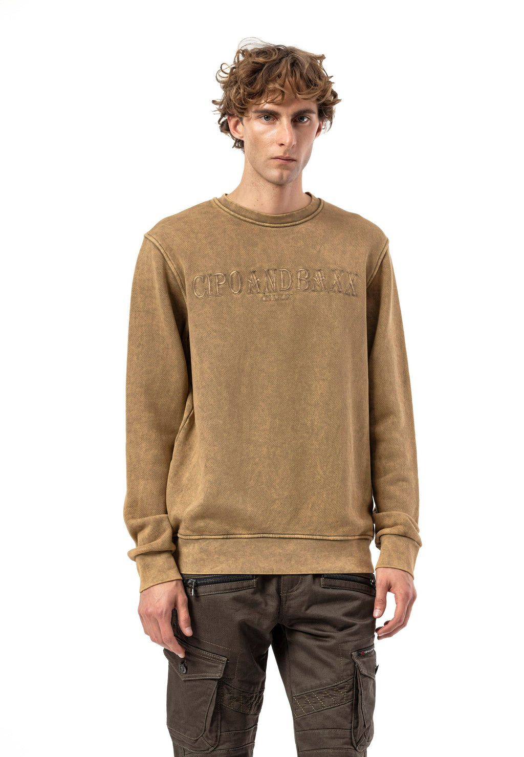 CL595 Men's Sweatshirt – Washed Look, Crew Neck
