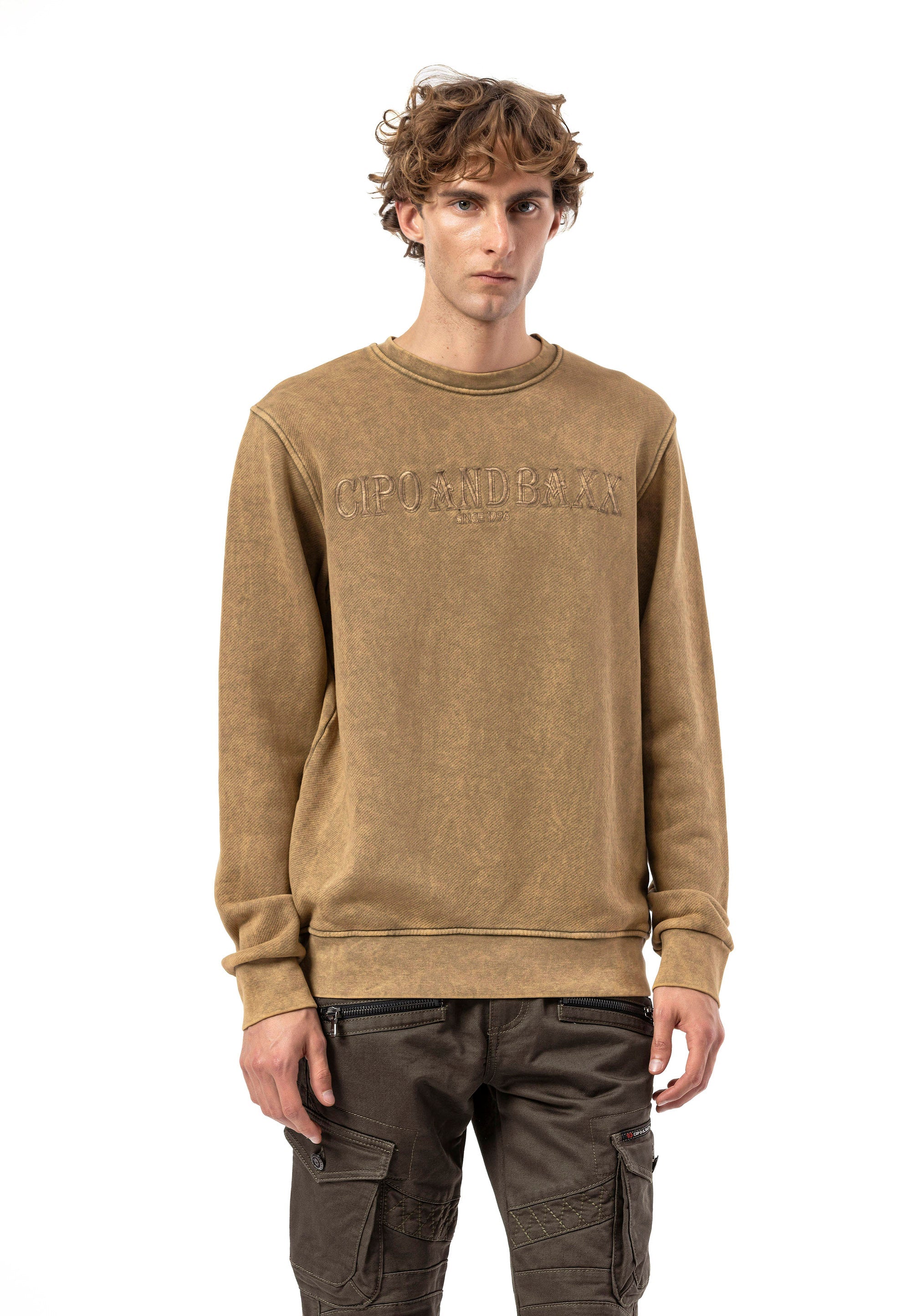 CL595 Men's Sweatshirt – Washed Look, Crew Neck