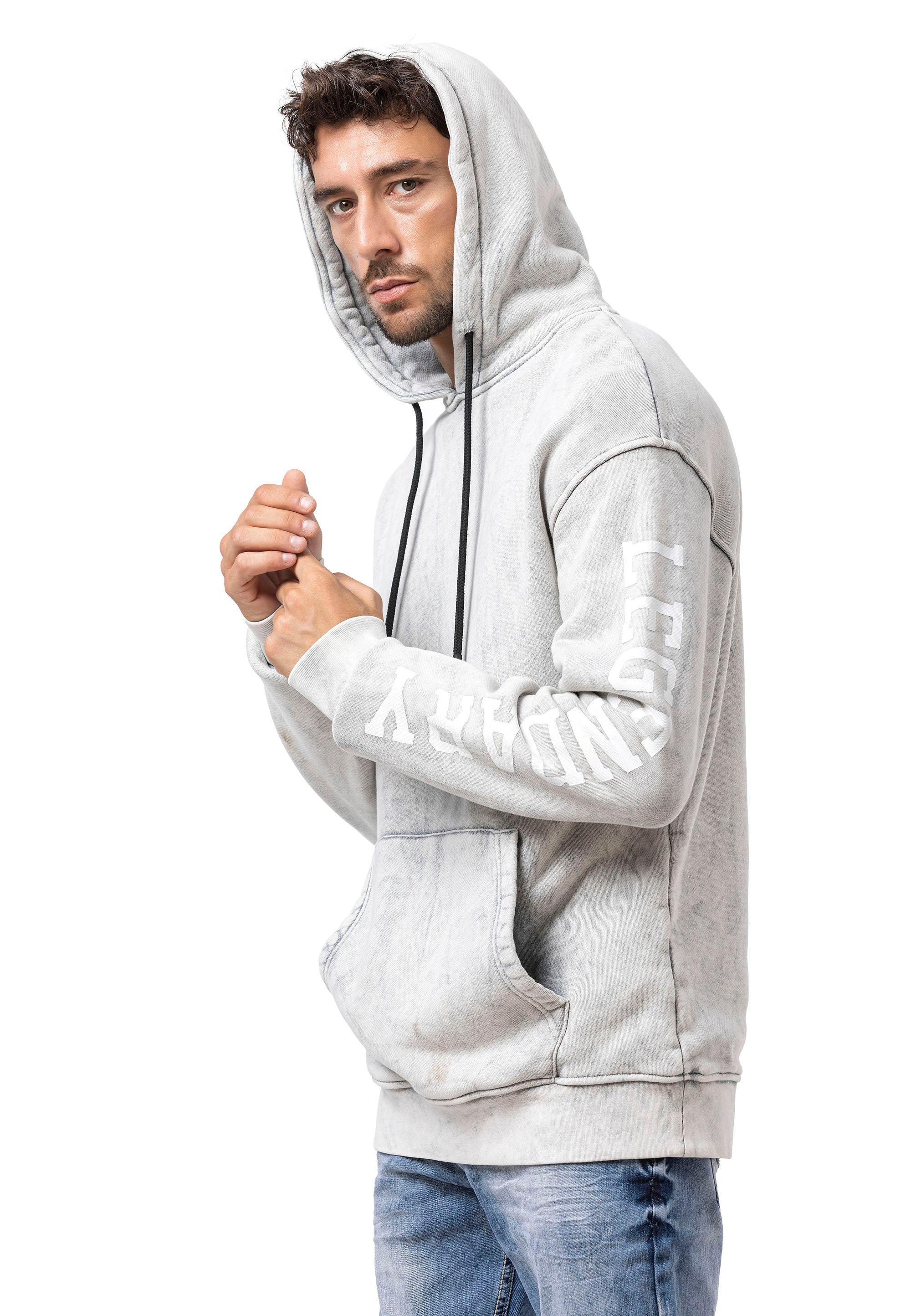CL597 Printed Kangaroo Pocket Men's Hooded Sweatshirt