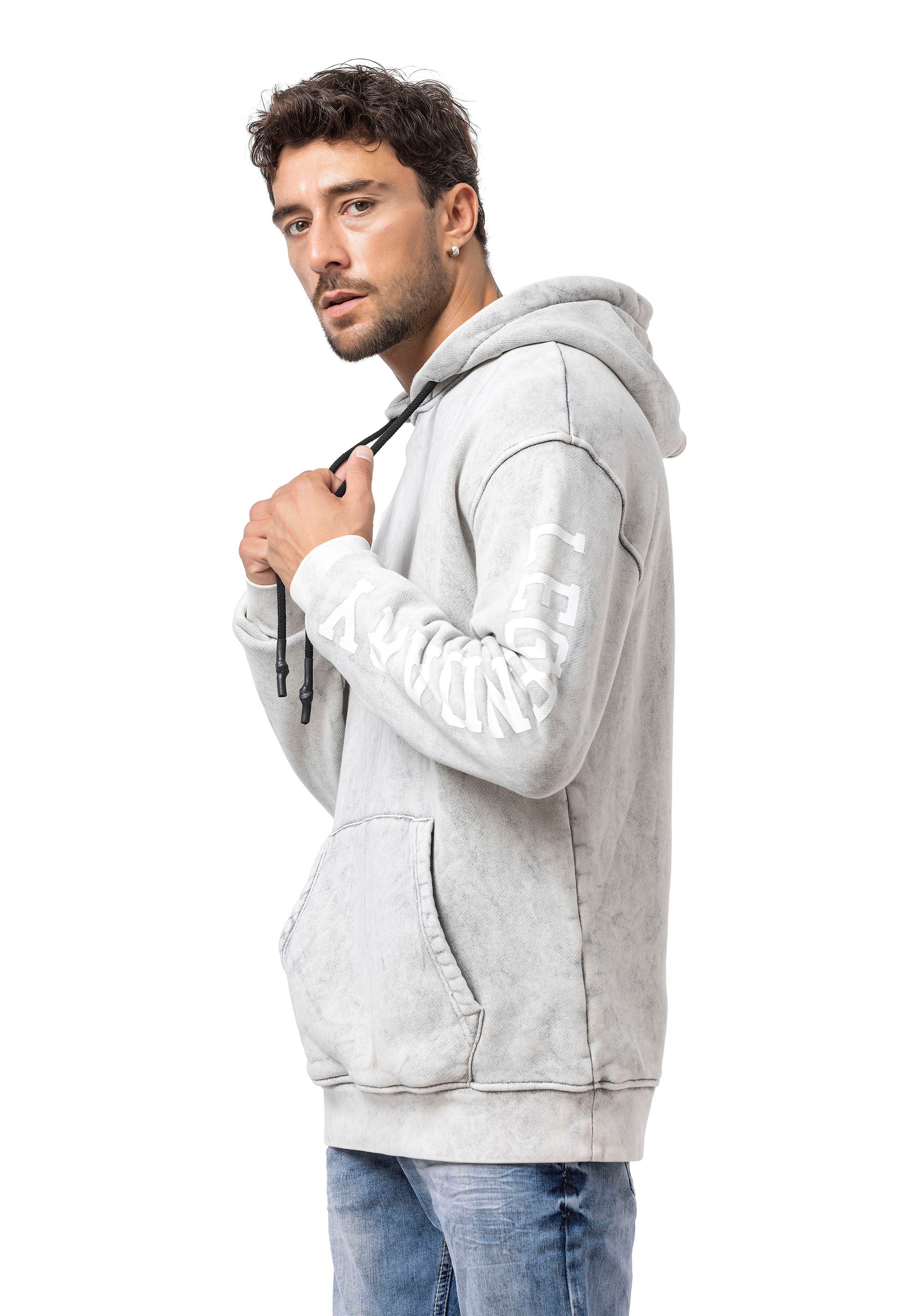 CL597 Printed Kangaroo Pocket Men's Hooded Sweatshirt