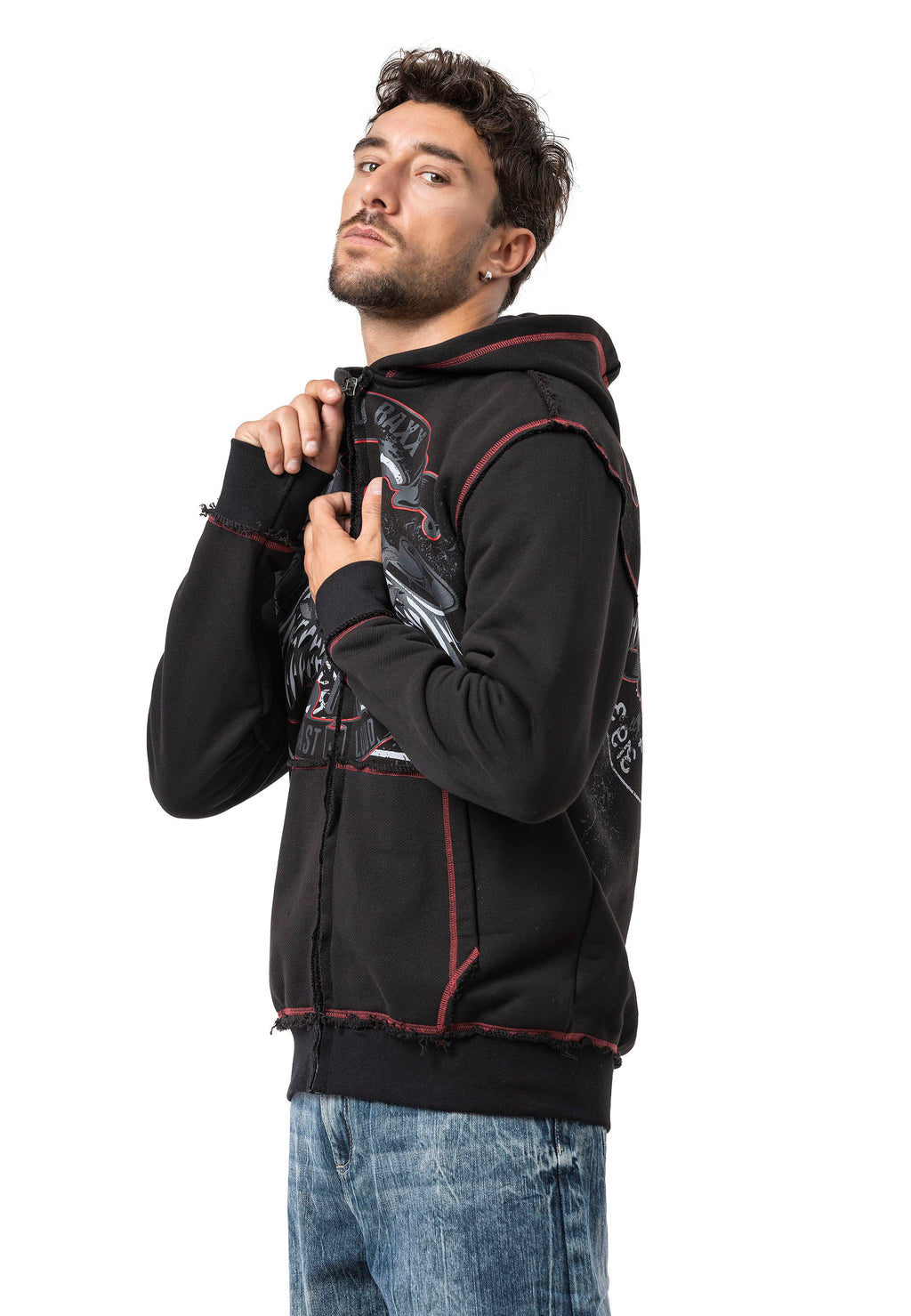 CL598 Men's Hooded Sweatshirt – Eagle Print & CHROME BLACK 1996 Rock Style Streetwear
