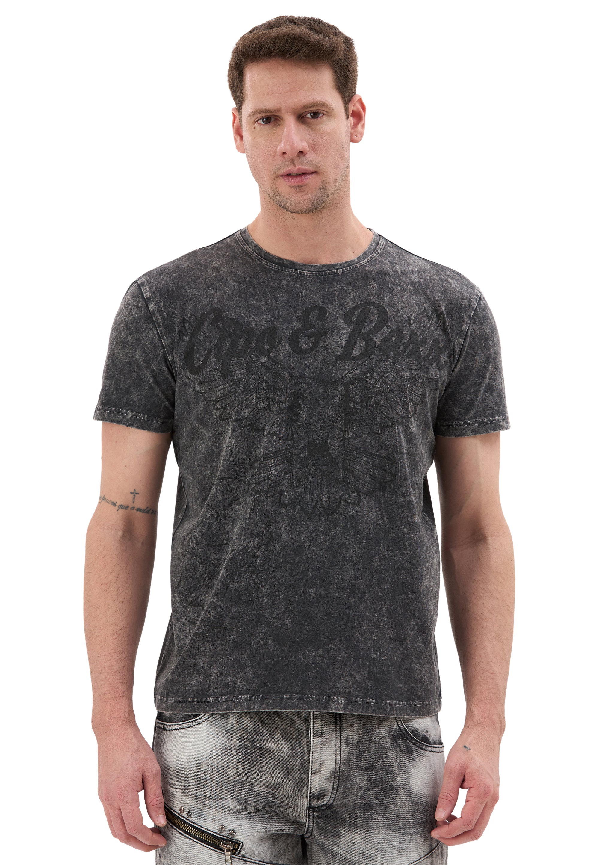 CT833 Men's Vintage Eagle Print T-Shirt