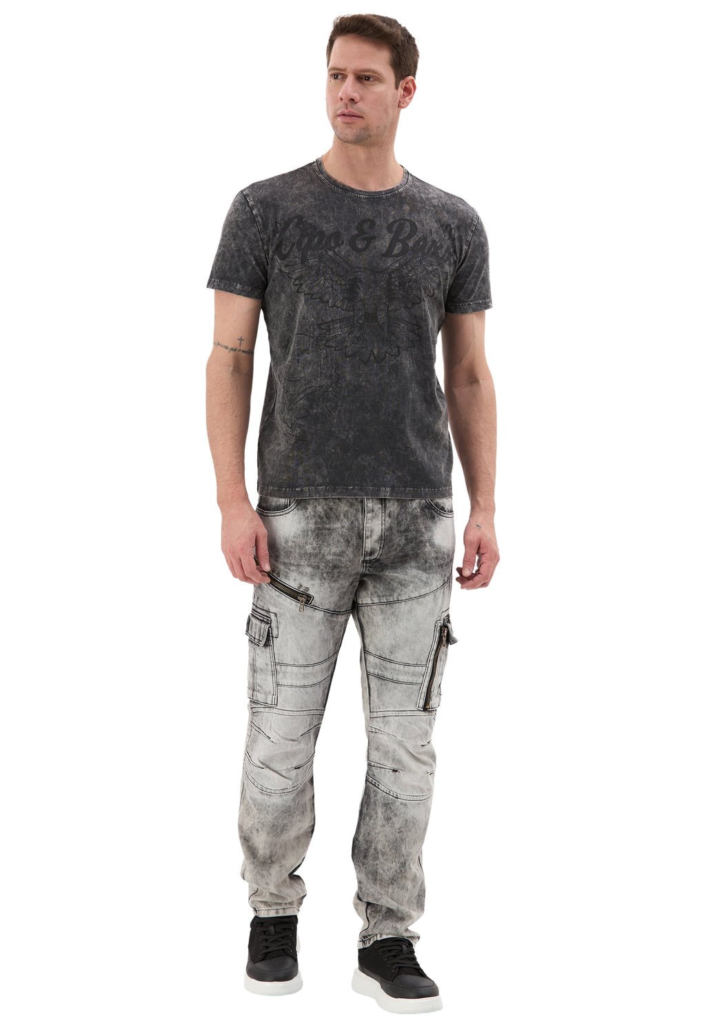 CT833 Men's Vintage Eagle Print T-Shirt