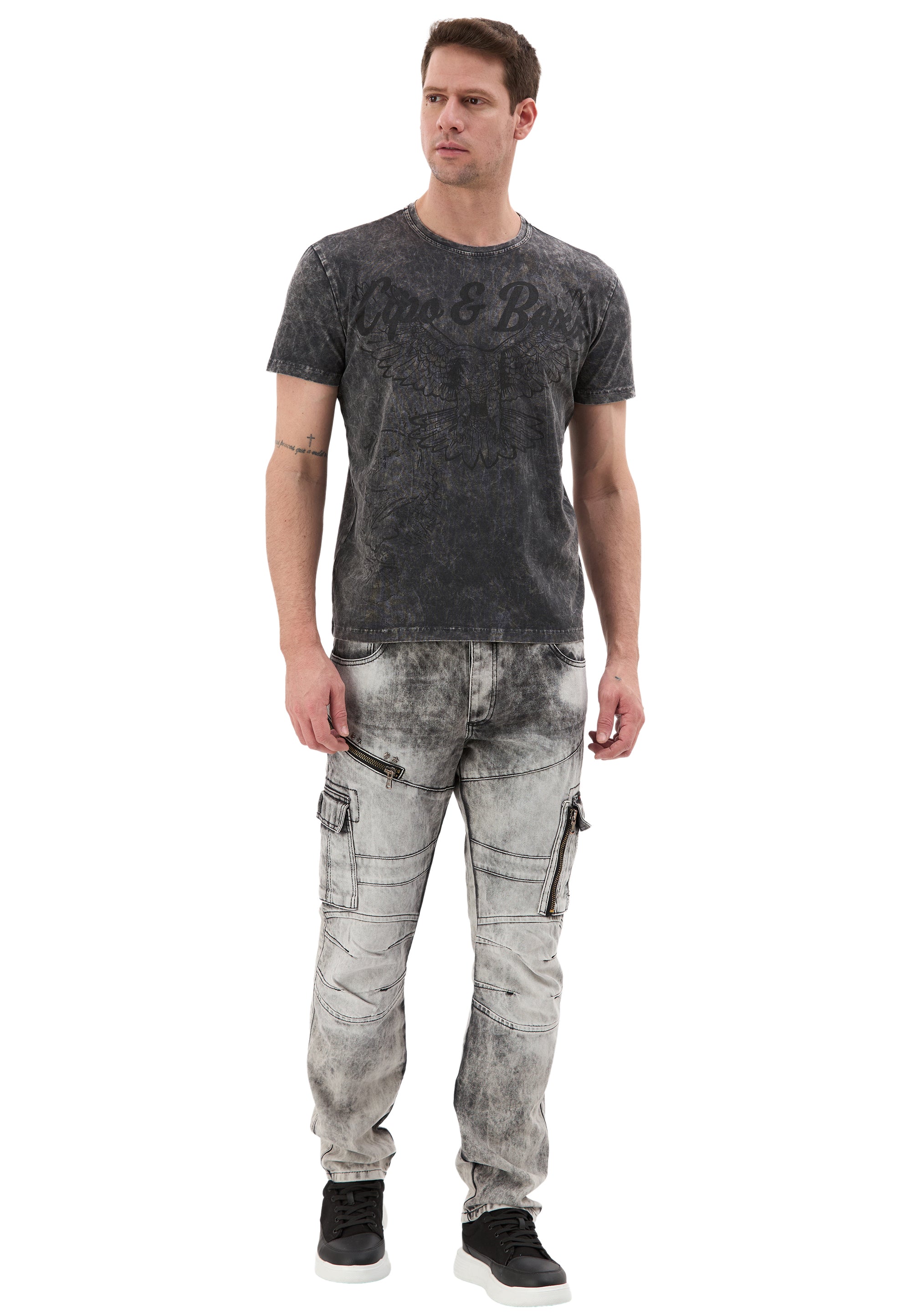 CT833 Men's Vintage Eagle Print T-Shirt