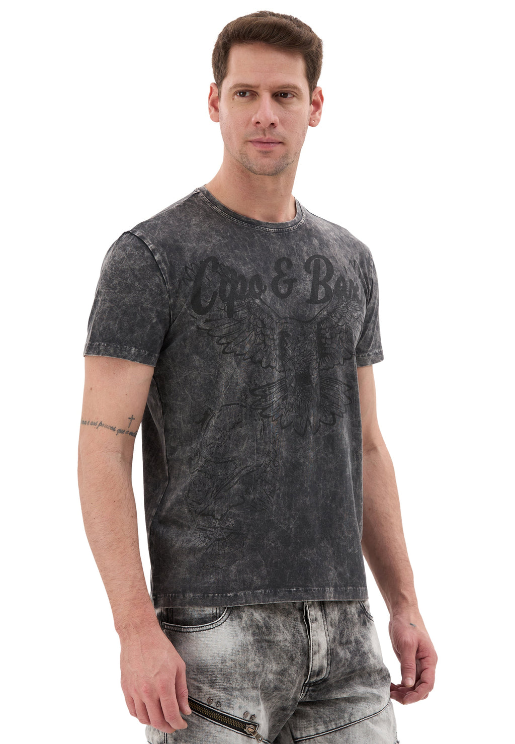 CT833 Men's Vintage Eagle Print T-Shirt