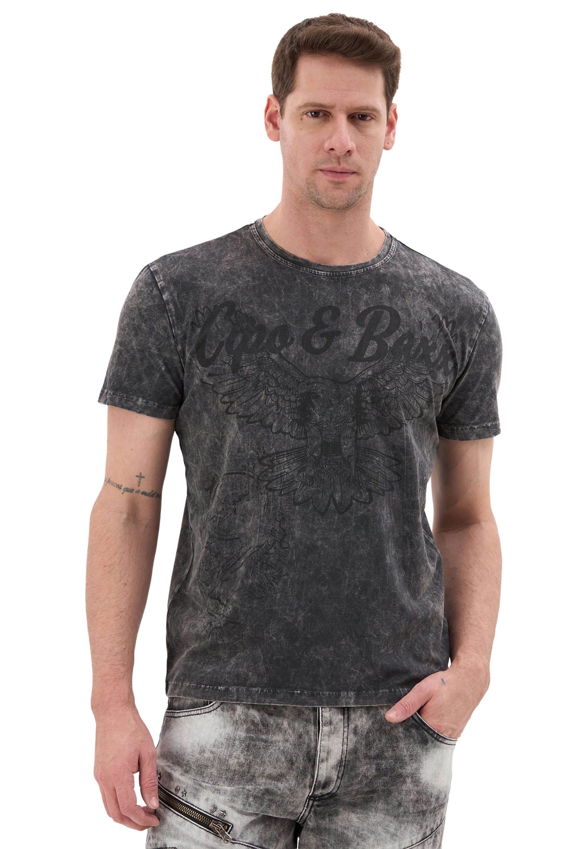 CT833 Men's Vintage Eagle Print T-Shirt