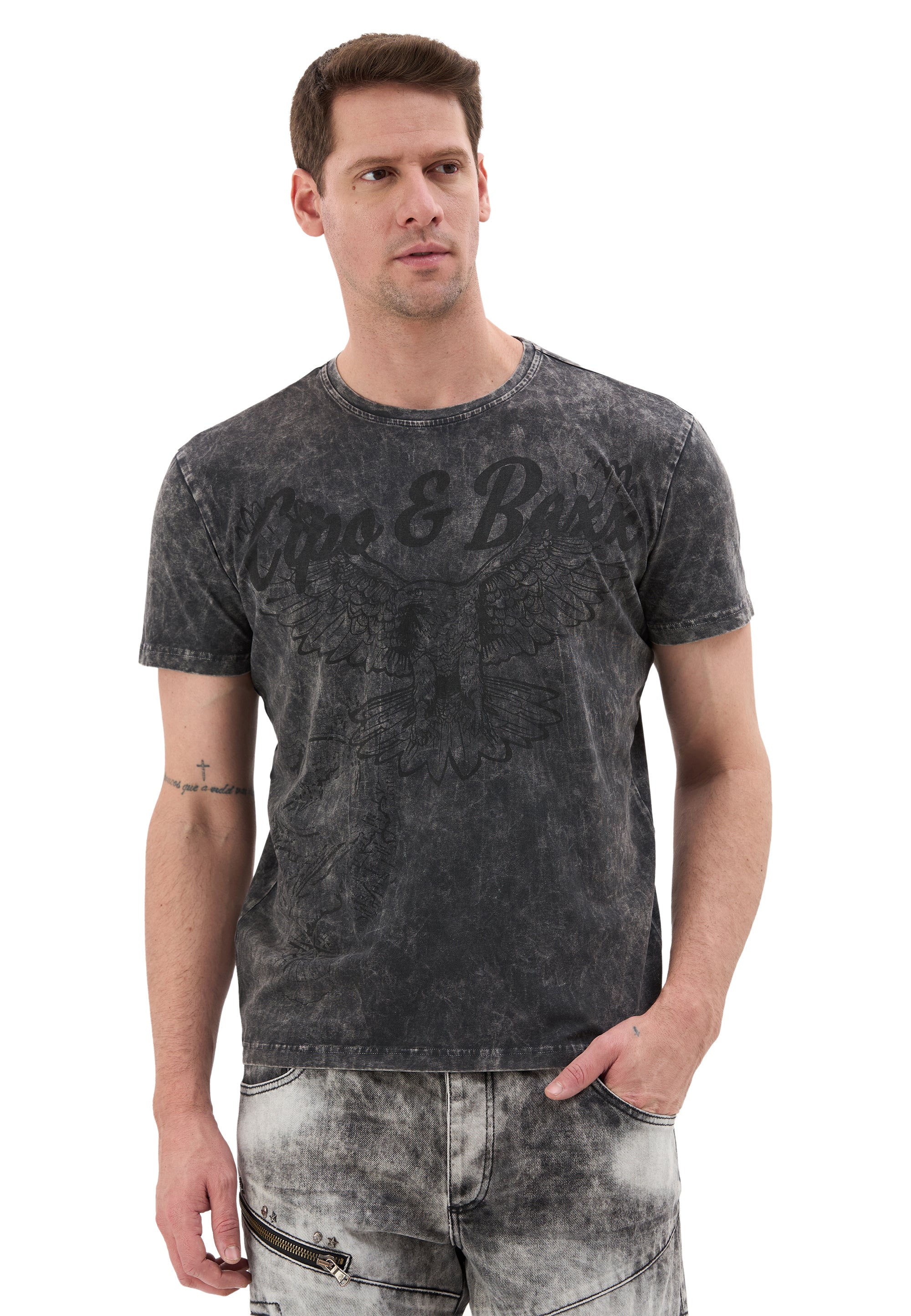 CT833 Men's Vintage Eagle Print T-Shirt