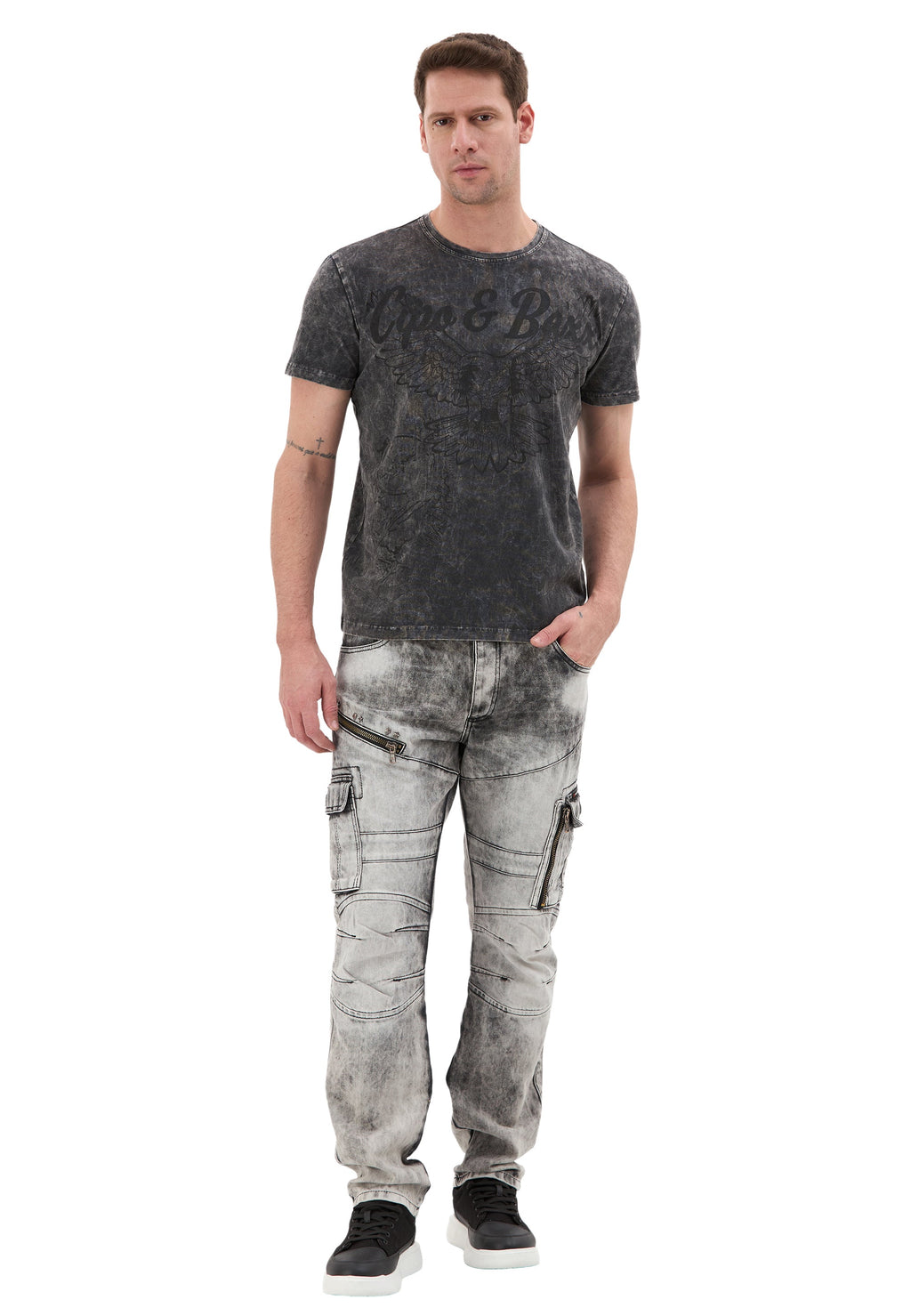 CT833 Men's Vintage Eagle Print T-Shirt