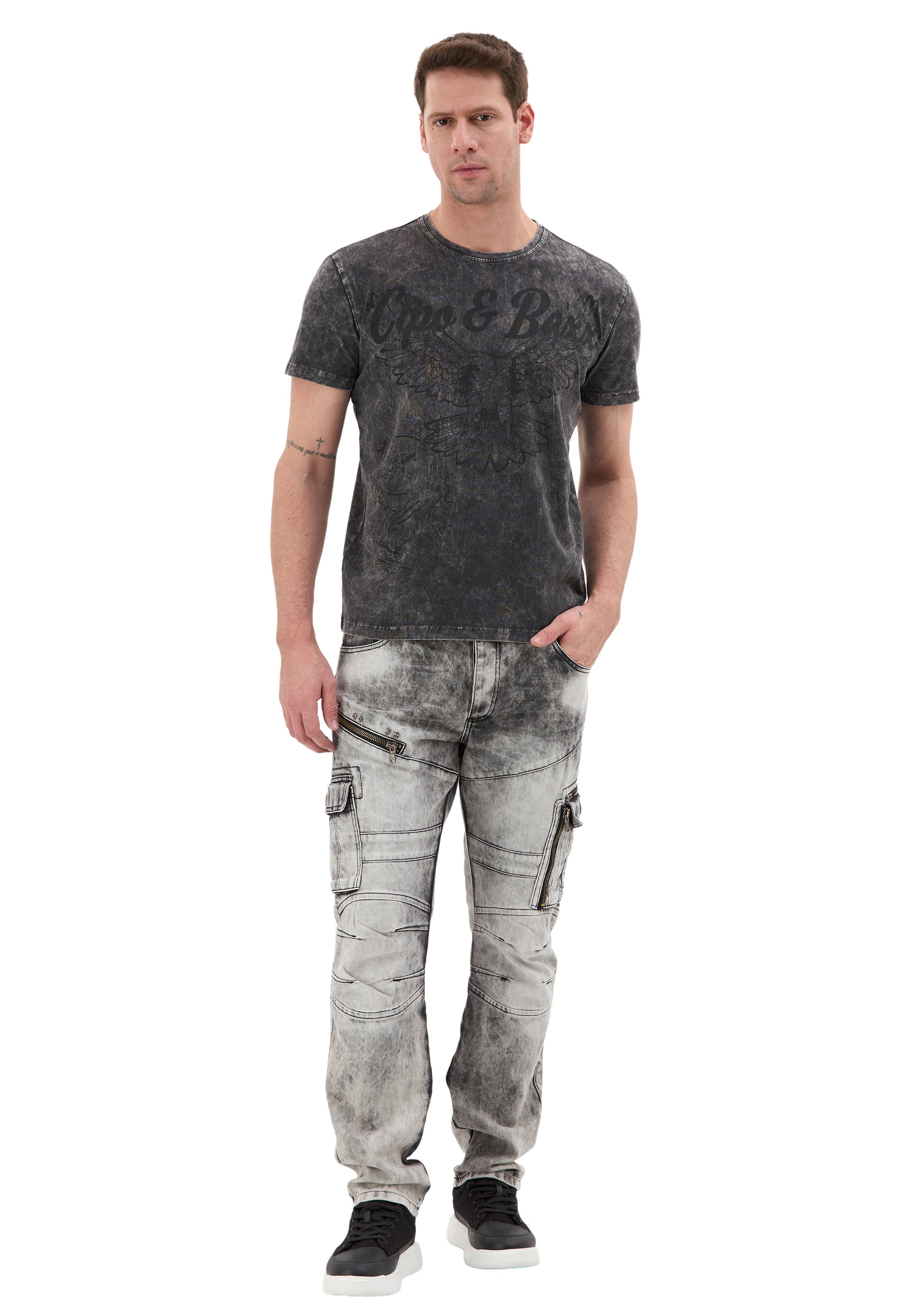 CT833 Men's Vintage Eagle Print T-Shirt