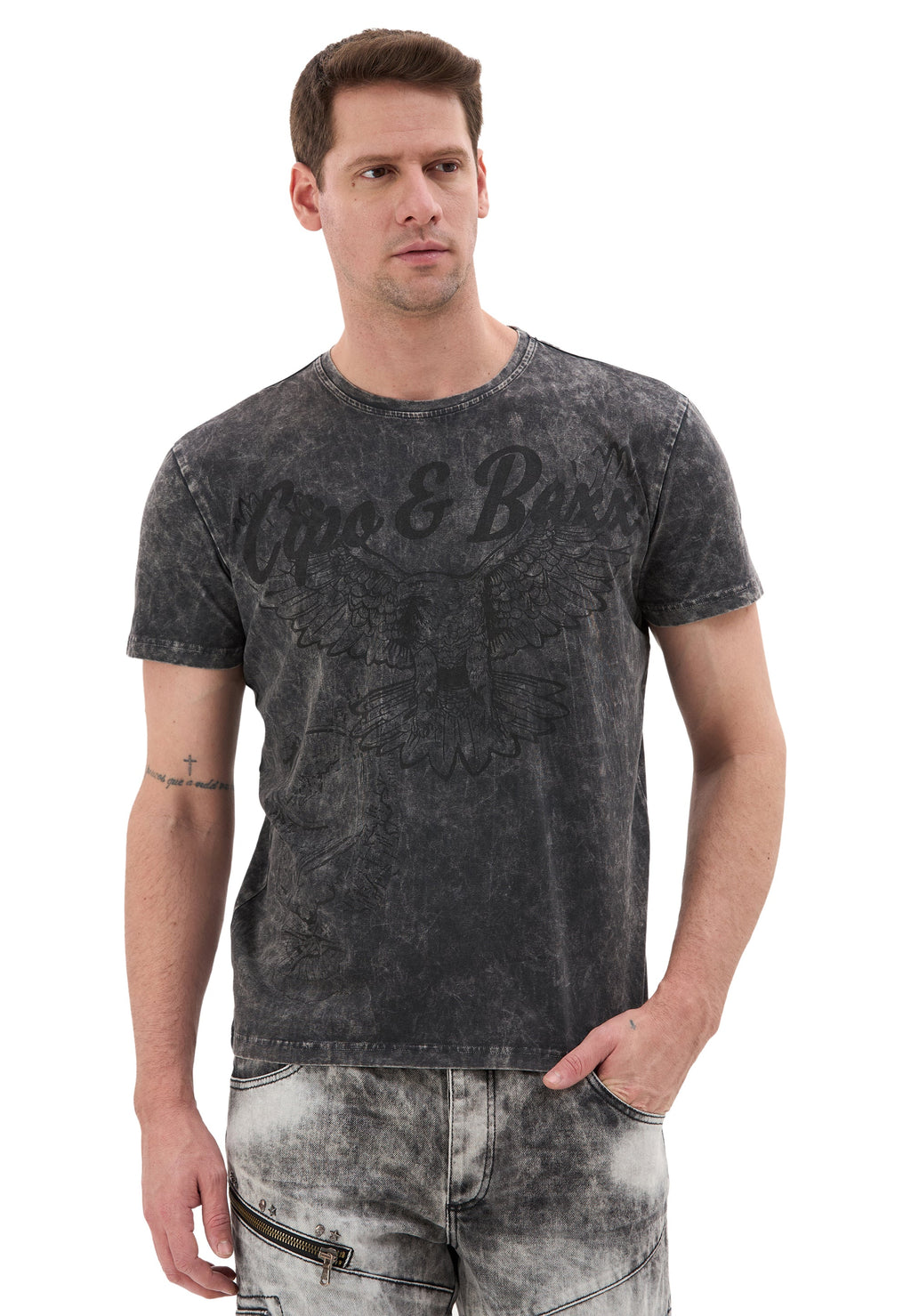 CT833 Men's Vintage Eagle Print T-Shirt