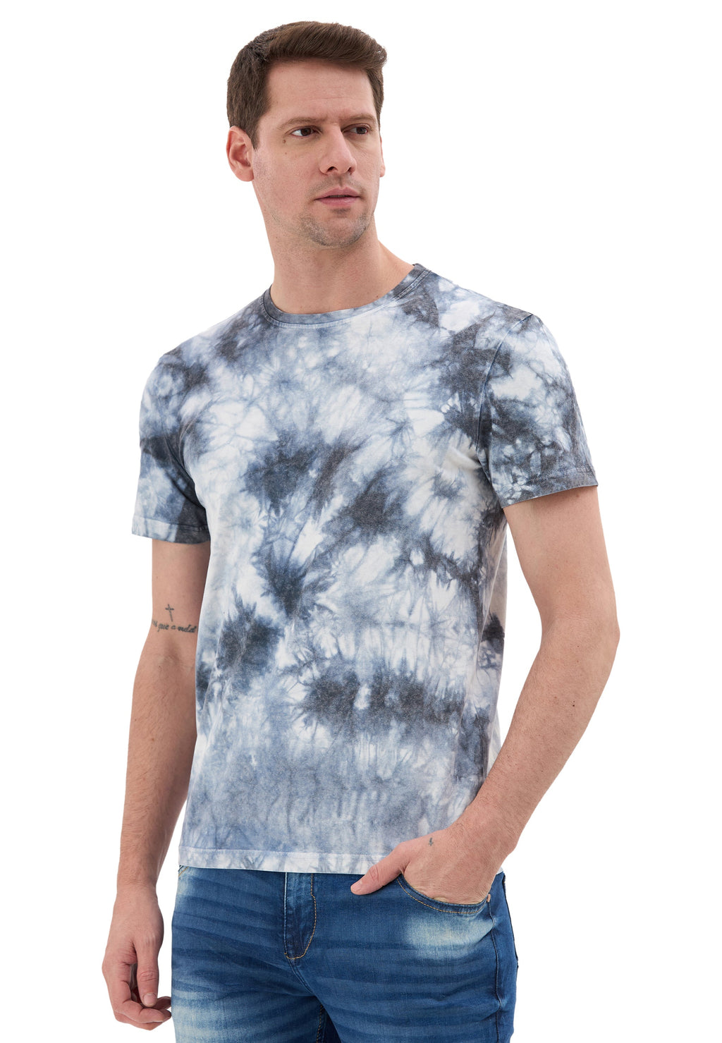CT864 Tie-Dye Pattern Crew Neck Regular Fit Short Sleeve Men's T-Shirt