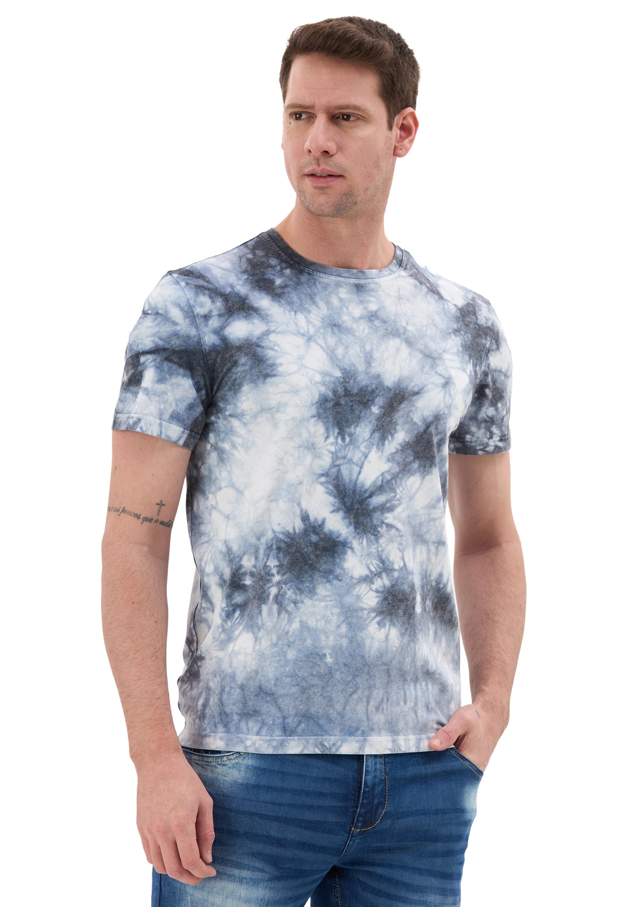 CT864 Tie-Dye Pattern Crew Neck Regular Fit Short Sleeve Men's T-Shirt