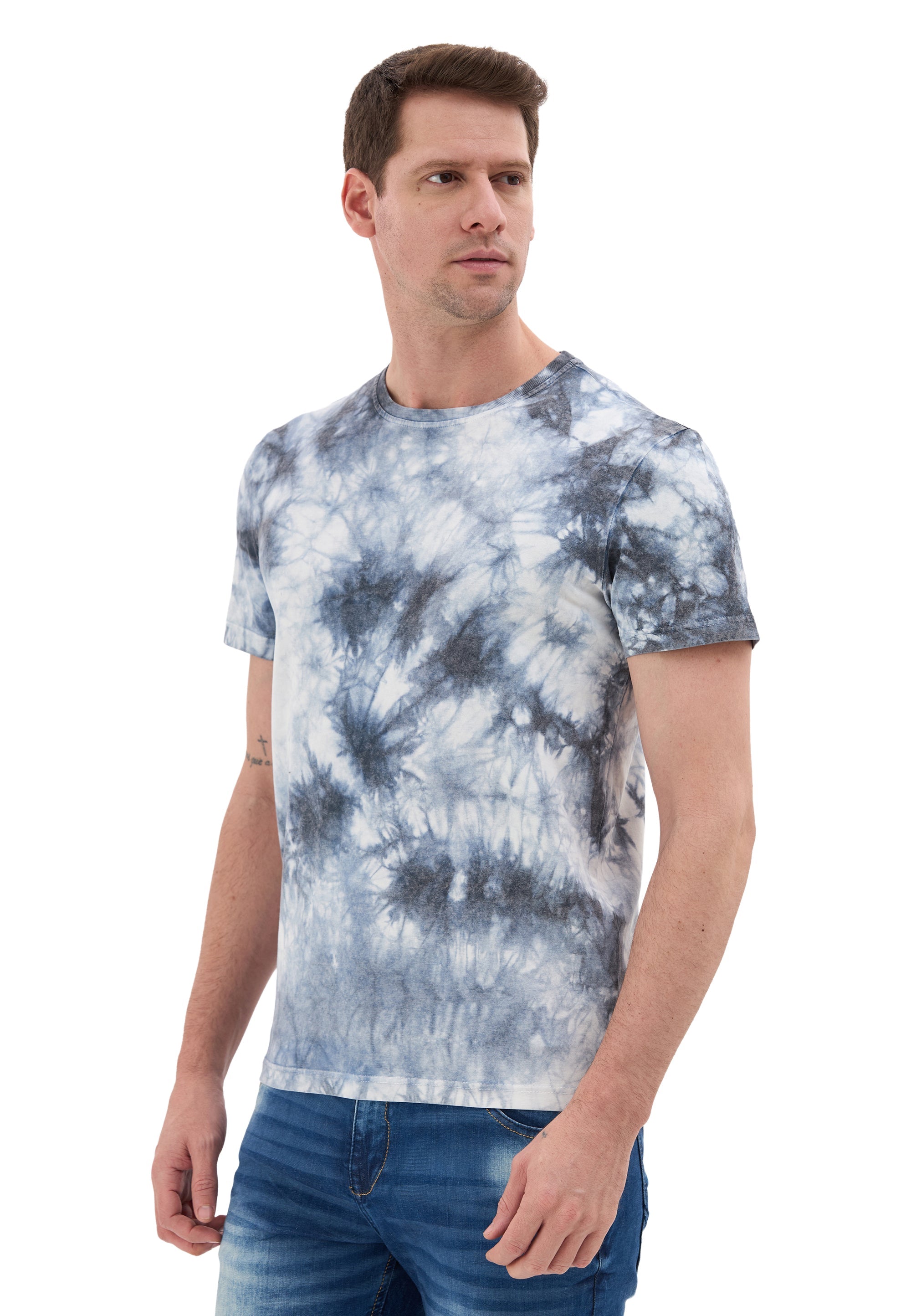 CT864 Tie-Dye Pattern Crew Neck Regular Fit Short Sleeve Men's T-Shirt