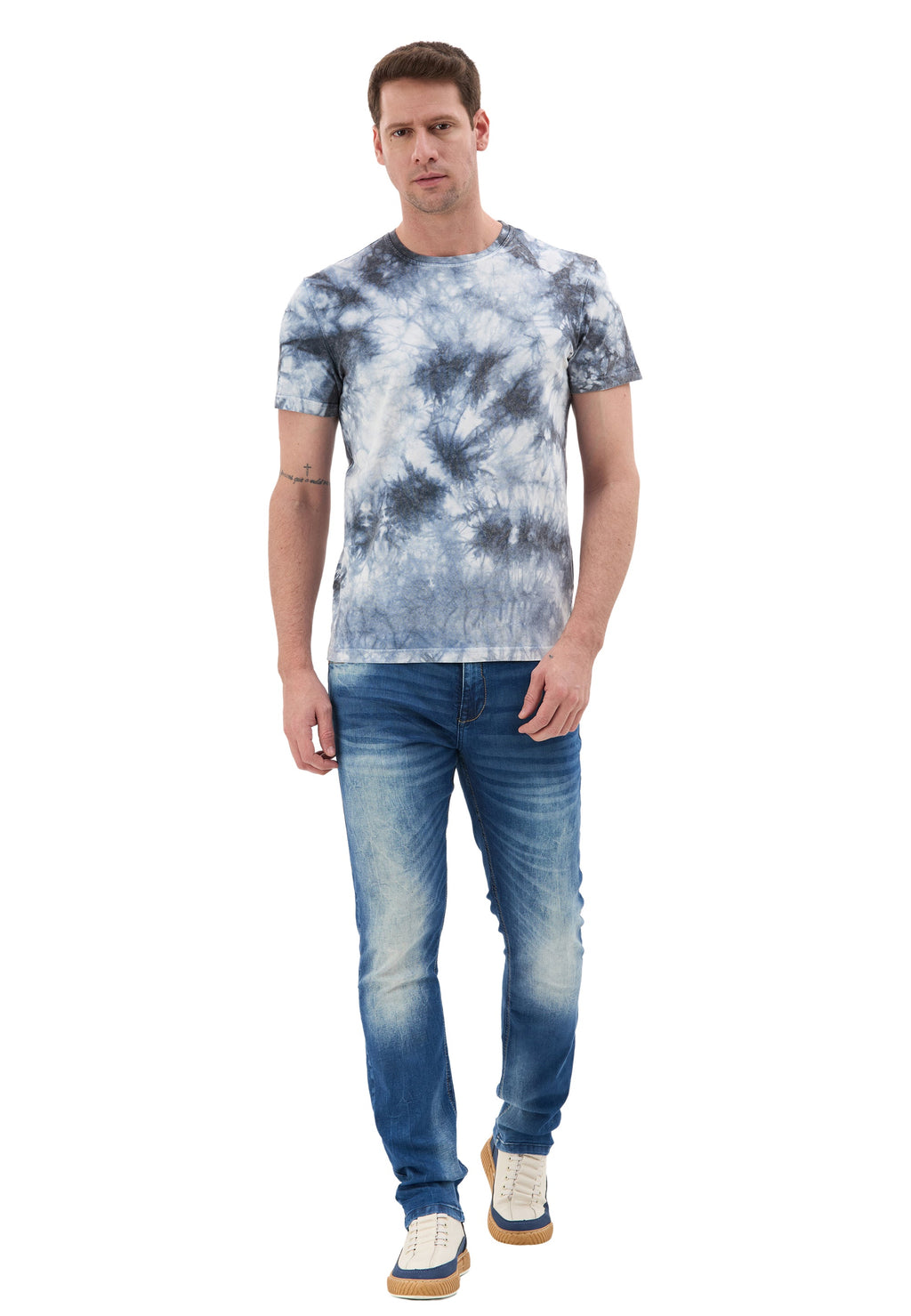 CT864 Tie-Dye Pattern Crew Neck Regular Fit Short Sleeve Men's T-Shirt
