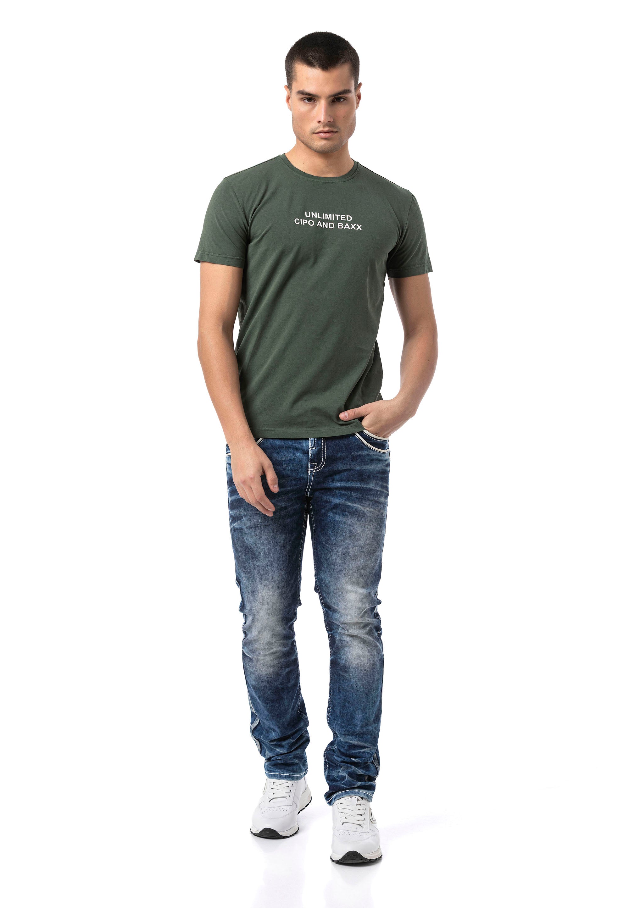 CT827 Men's Regular Fit Printed Cotton T-Shirt