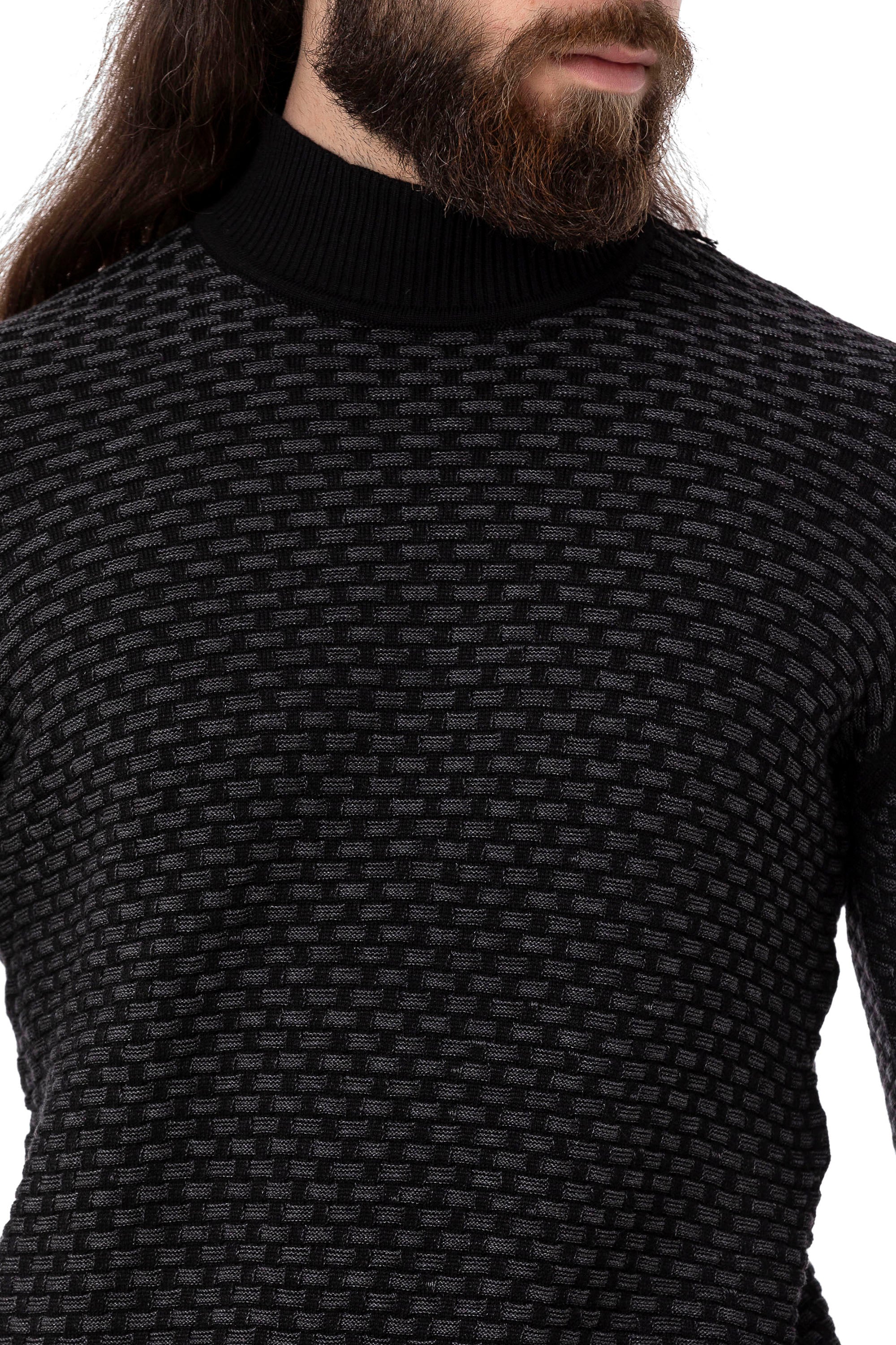 CP274 Half Turtleneck Textured Sweater