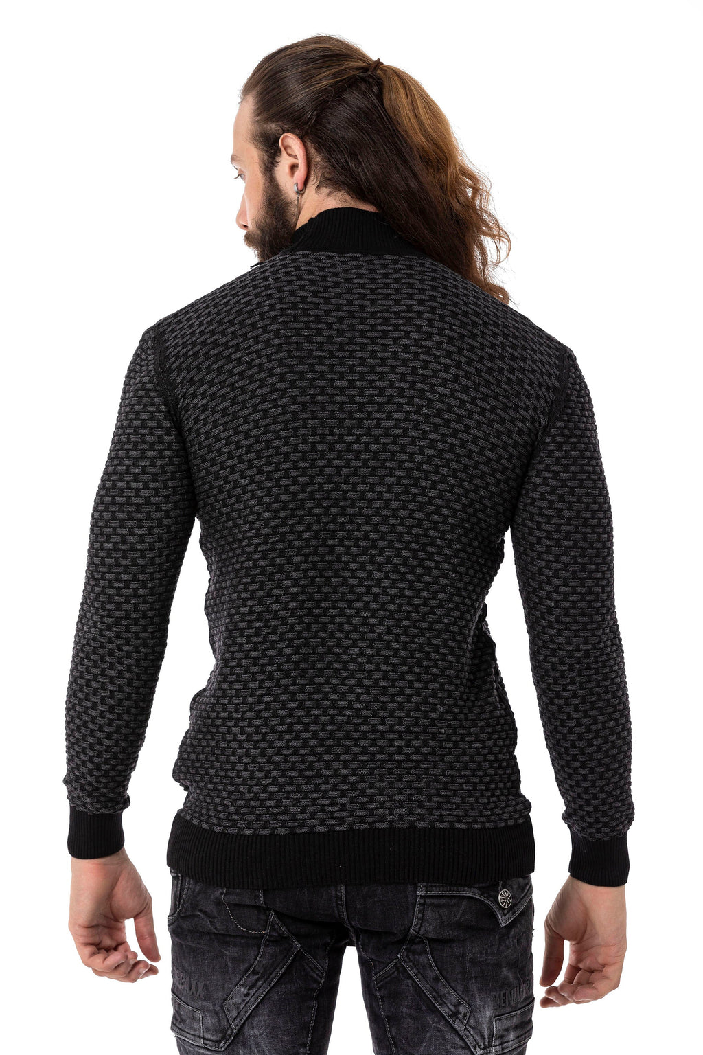 CP274 Half Turtleneck Textured Sweater
