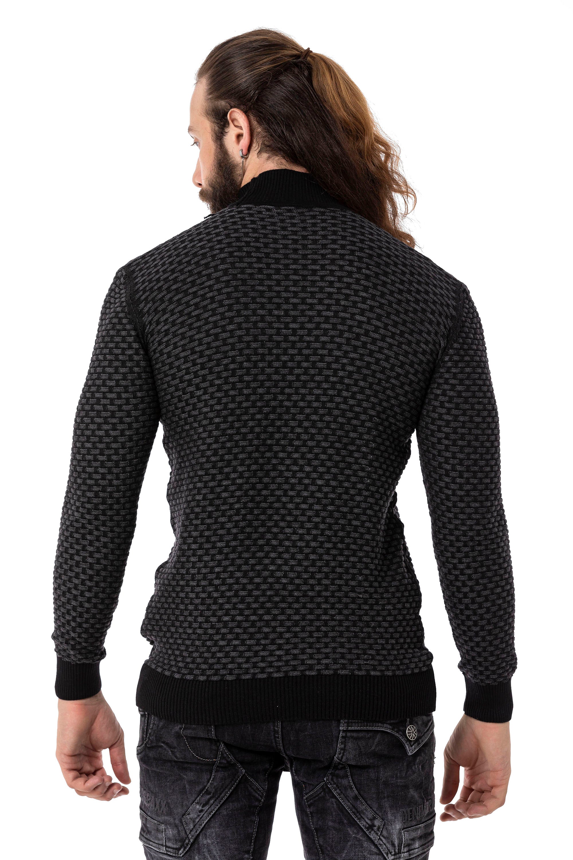 CP274 Half Turtleneck Textured Sweater