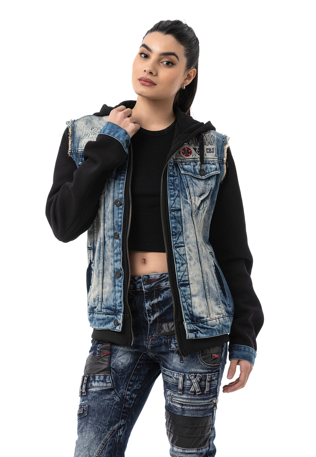 WJ235 Women’s Denim Jacket with Hood