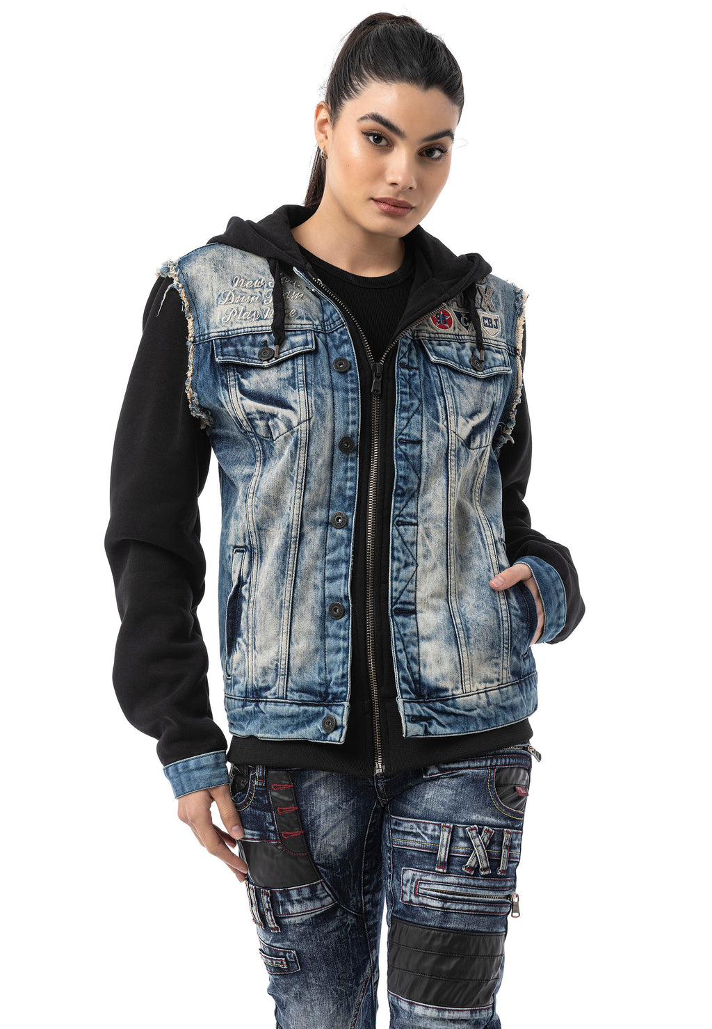 WJ235 Women’s Denim Jacket with Hood