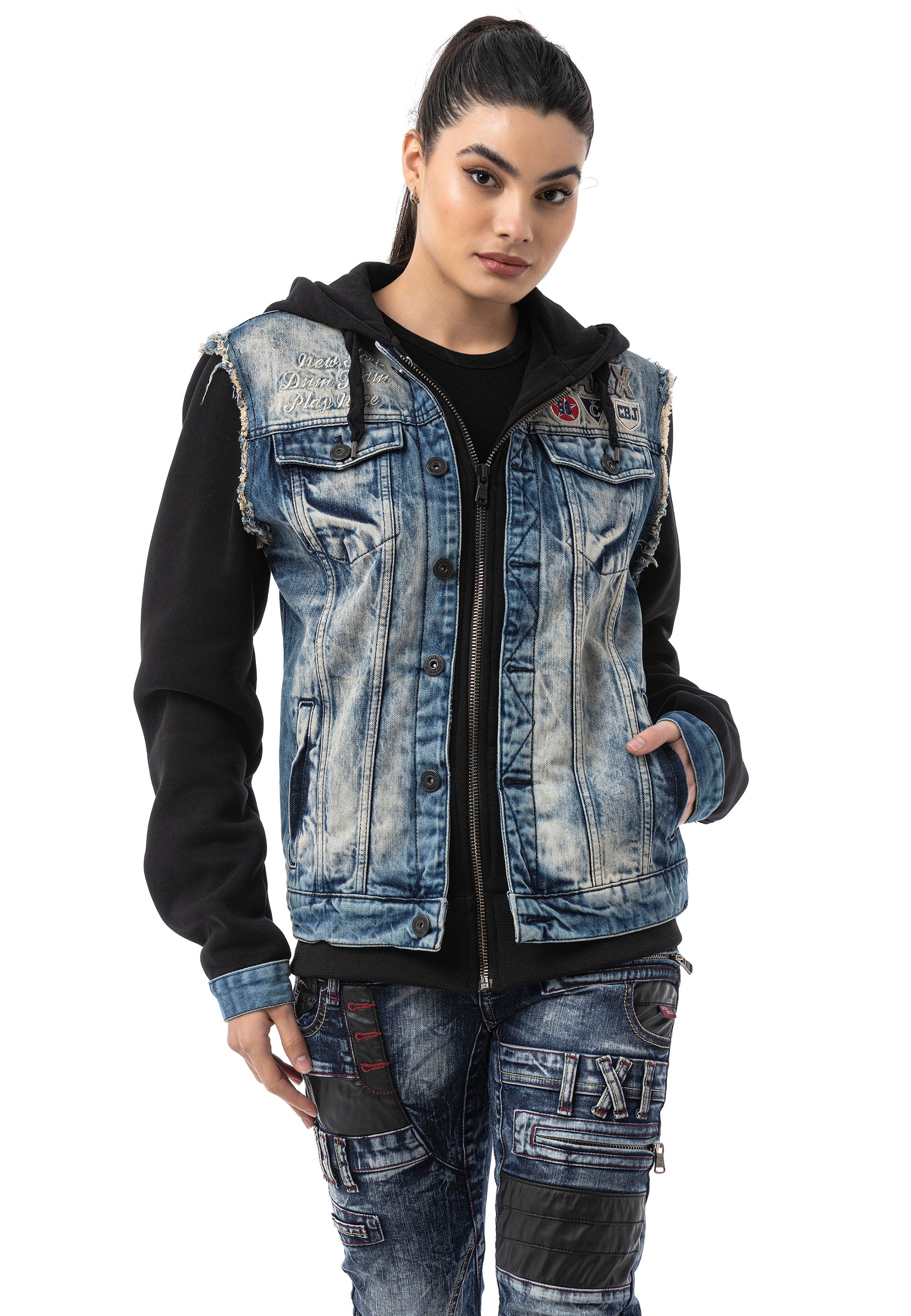 WJ235 Women’s Denim Jacket with Hood