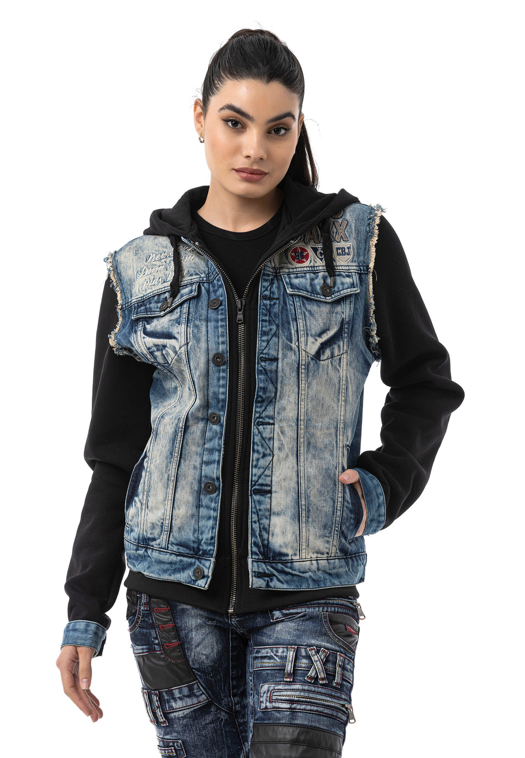 WJ235 Women’s Denim Jacket with Hood