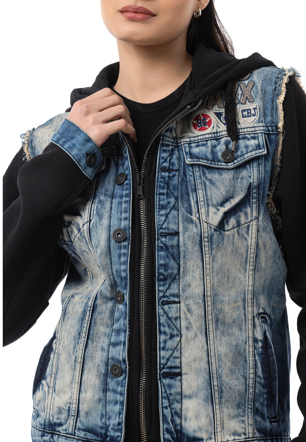 WJ235 Women’s Denim Jacket with Hood