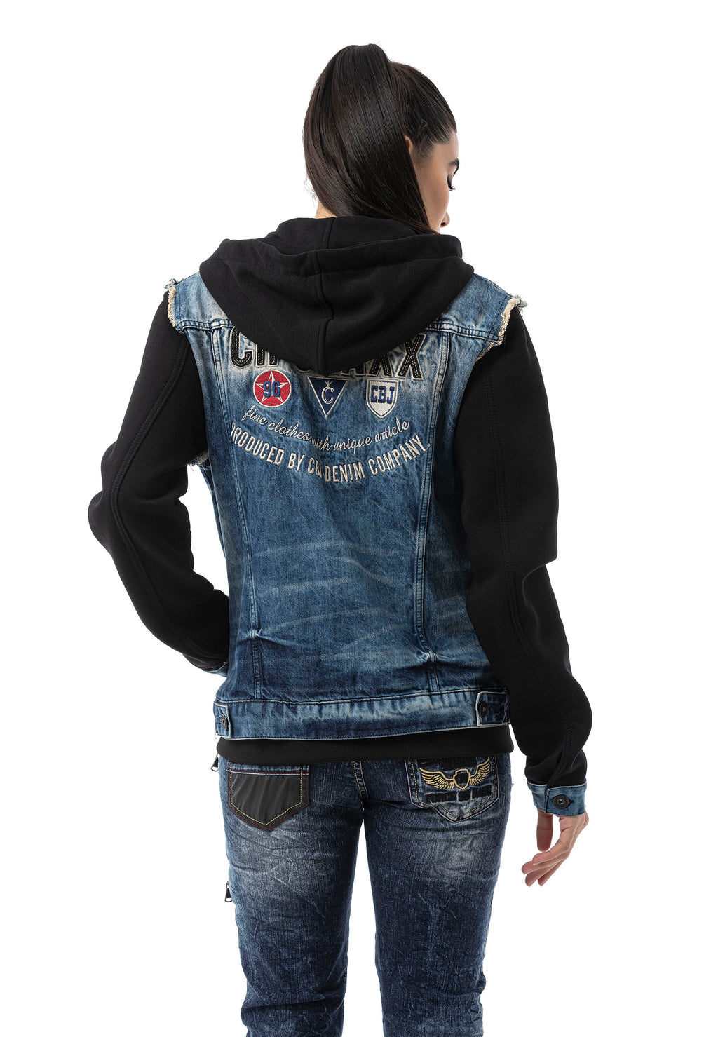 WJ235 Women’s Denim Jacket with Hood