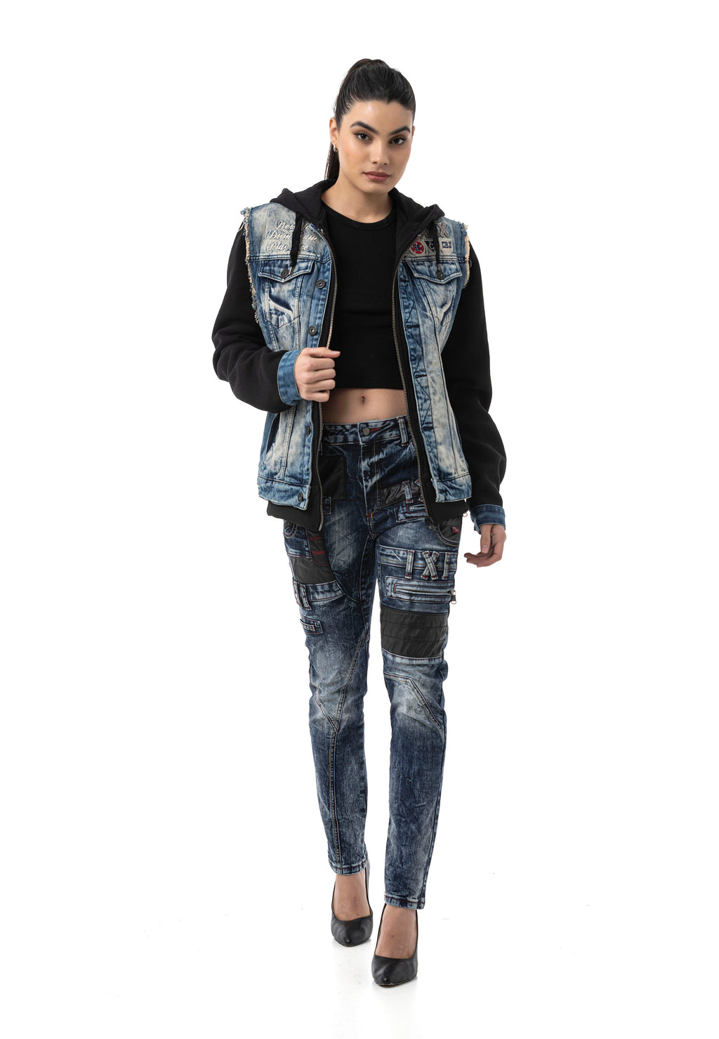 WJ235 Women’s Denim Jacket with Hood