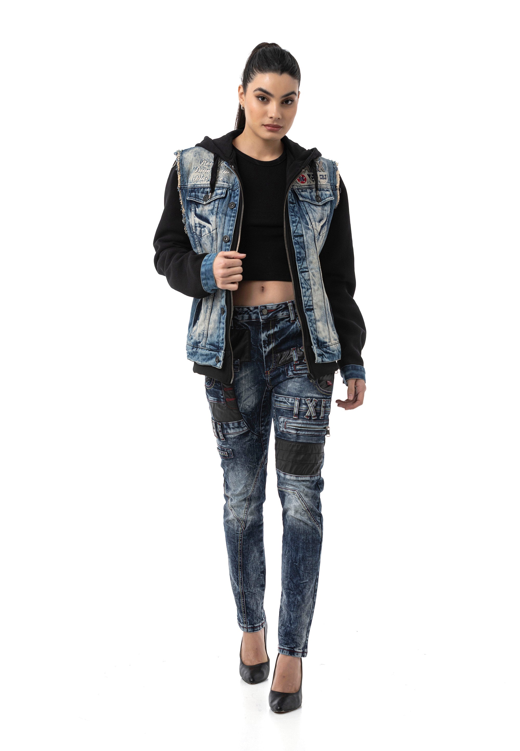WJ235 Women’s Denim Jacket with Hood