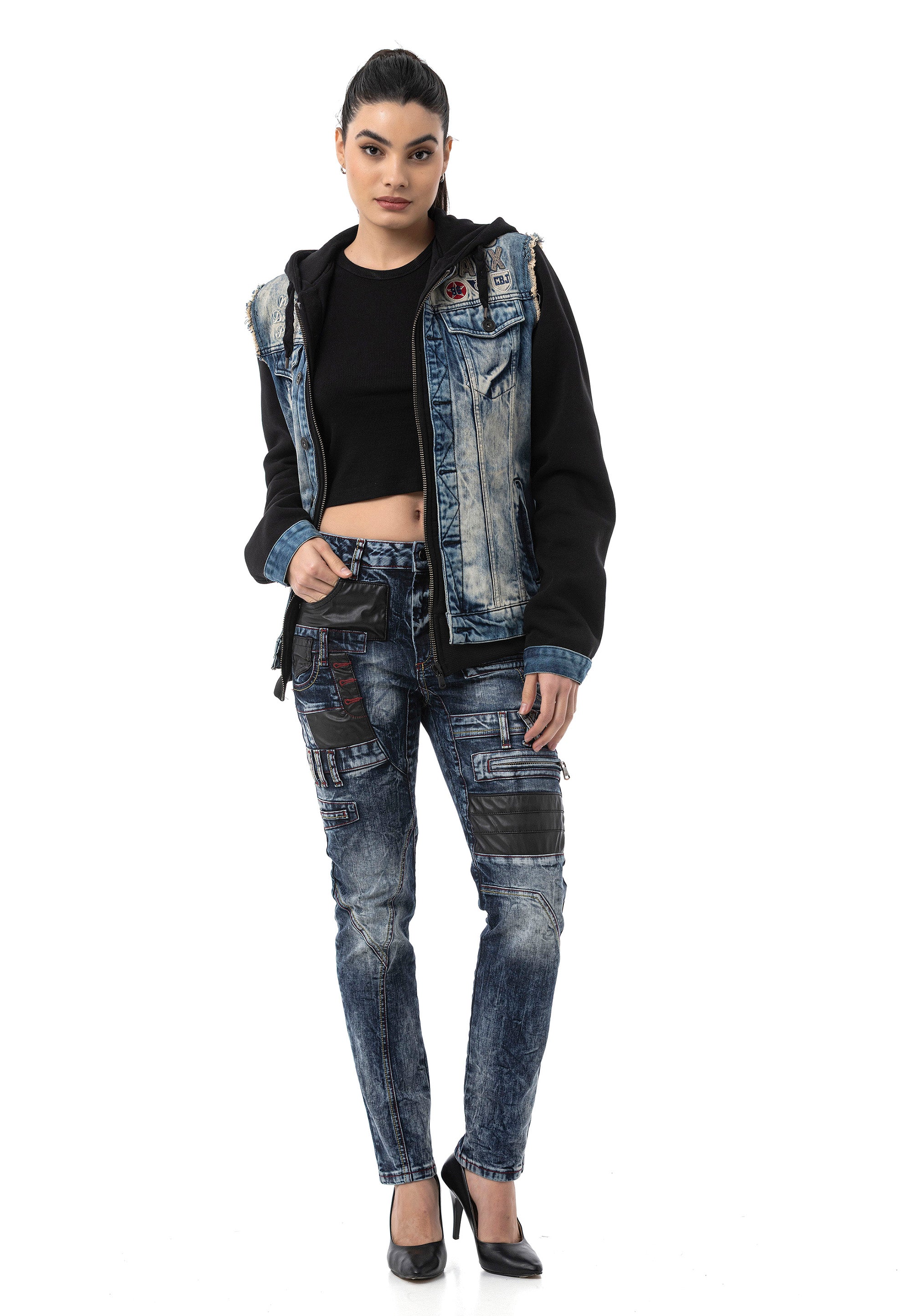 WJ235 Women’s Denim Jacket with Hood