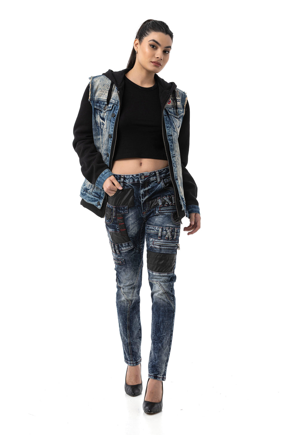 WJ235 Women’s Denim Jacket with Hood