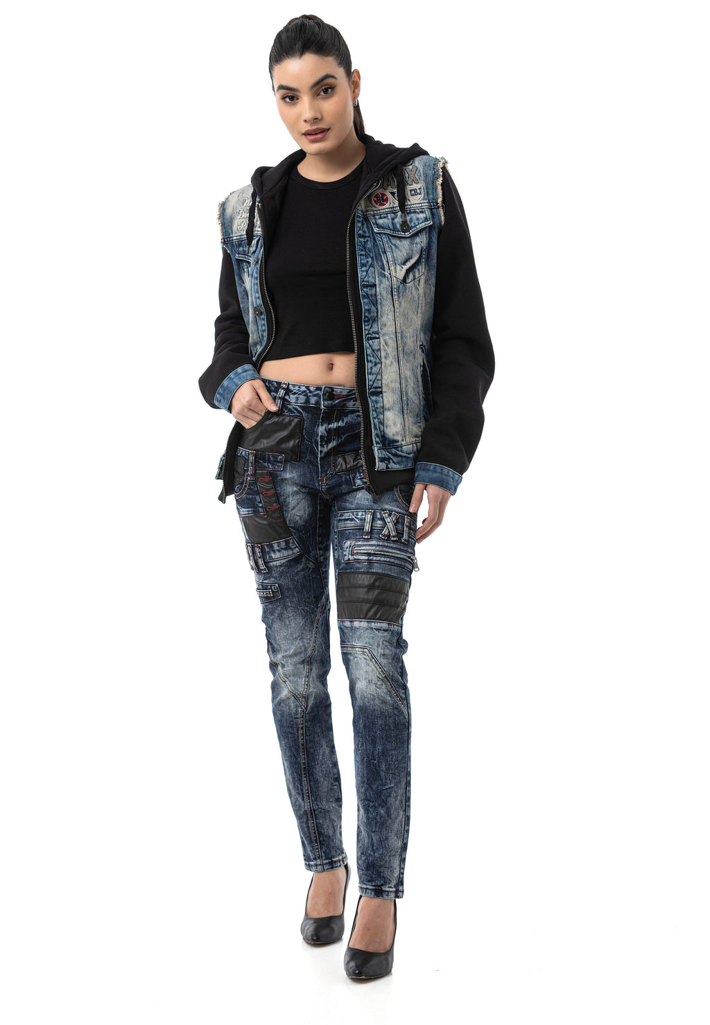 WJ235 Women’s Denim Jacket with Hood