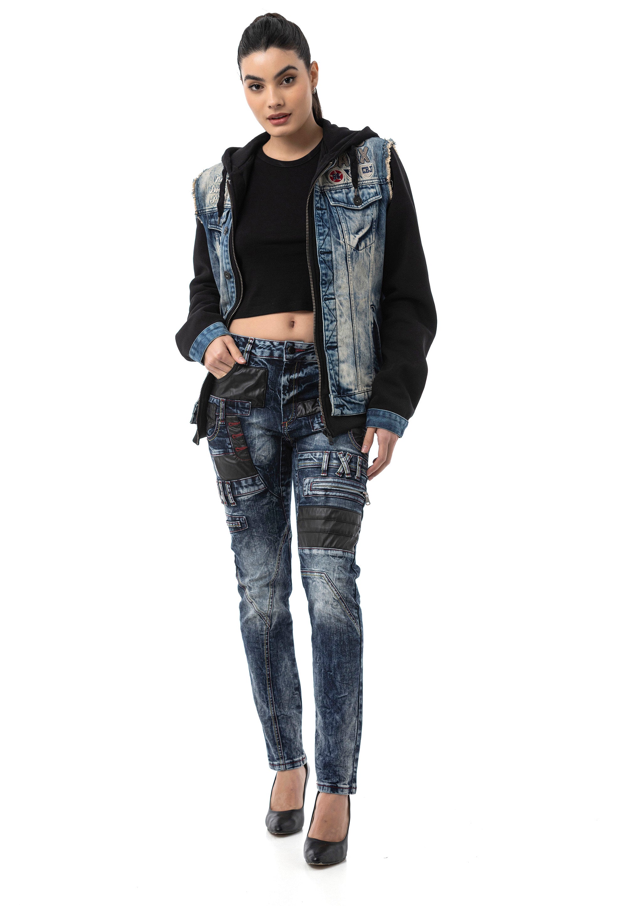 WJ235 Women’s Denim Jacket with Hood