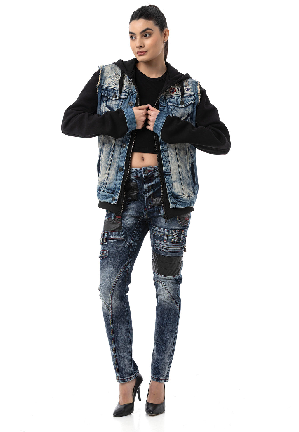 WJ235 Women’s Denim Jacket with Hood