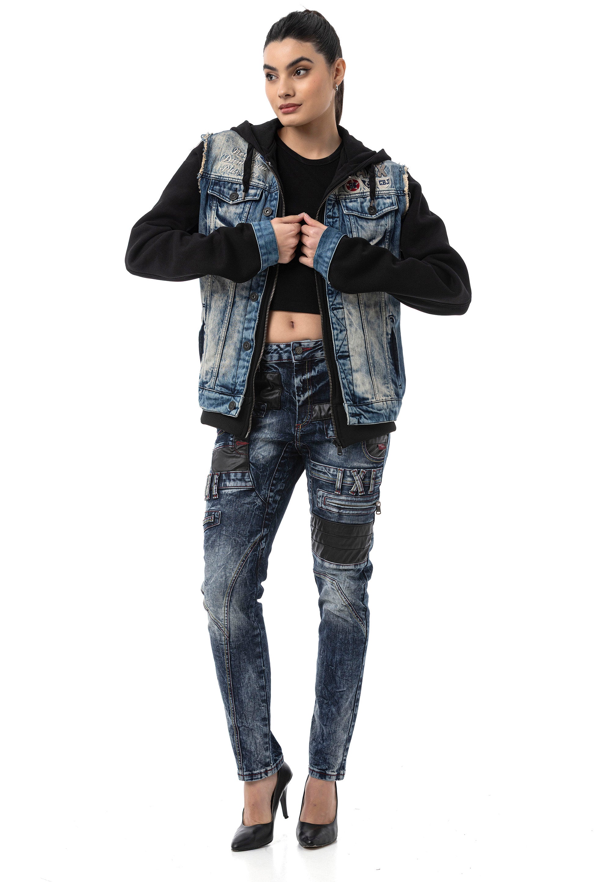 WJ235 Women’s Denim Jacket with Hood