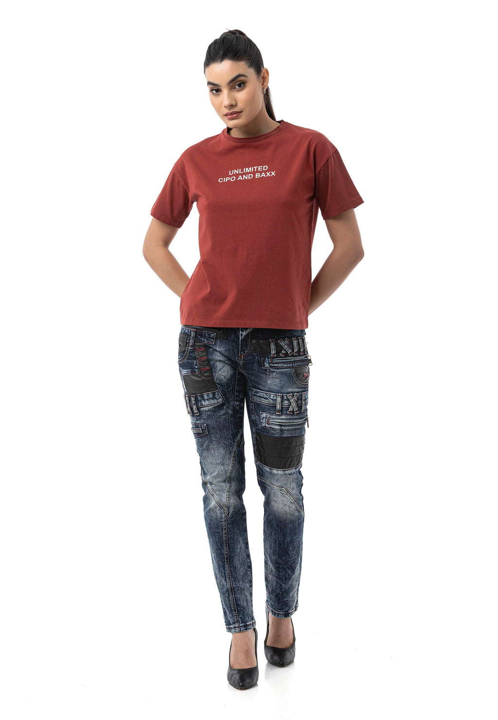 WT390 Women's Regular Fit Printed Basic T-Shirt