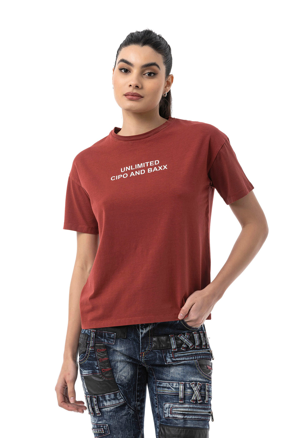 WT390 Women's Regular Fit Printed Basic T-Shirt