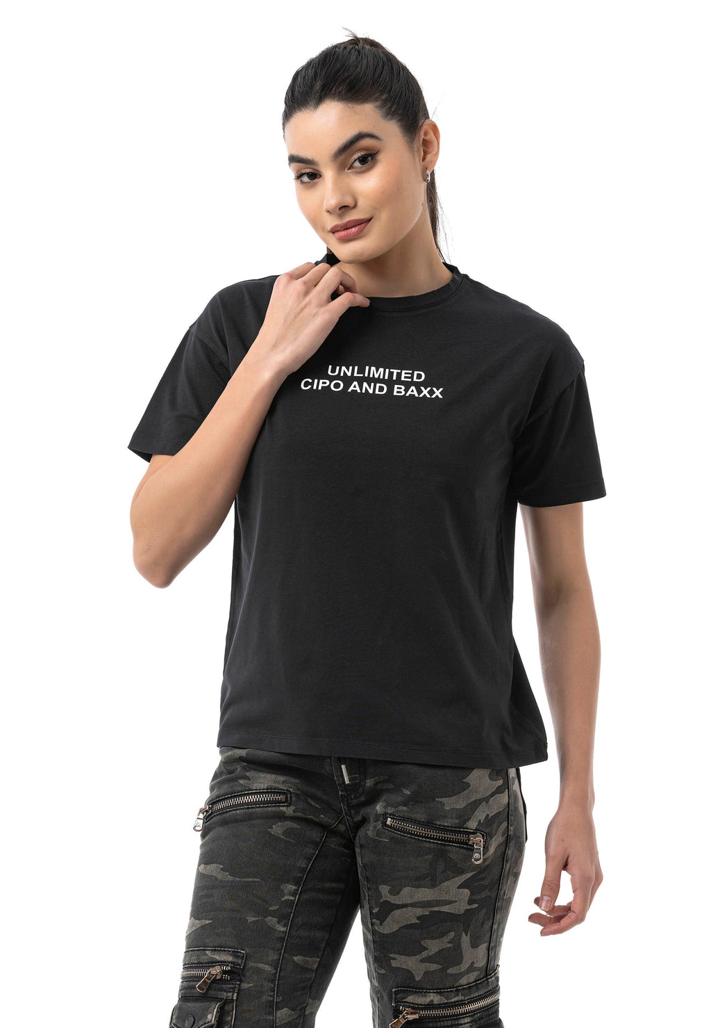 WT390 Women's Regular Fit Printed Basic T-Shirt
